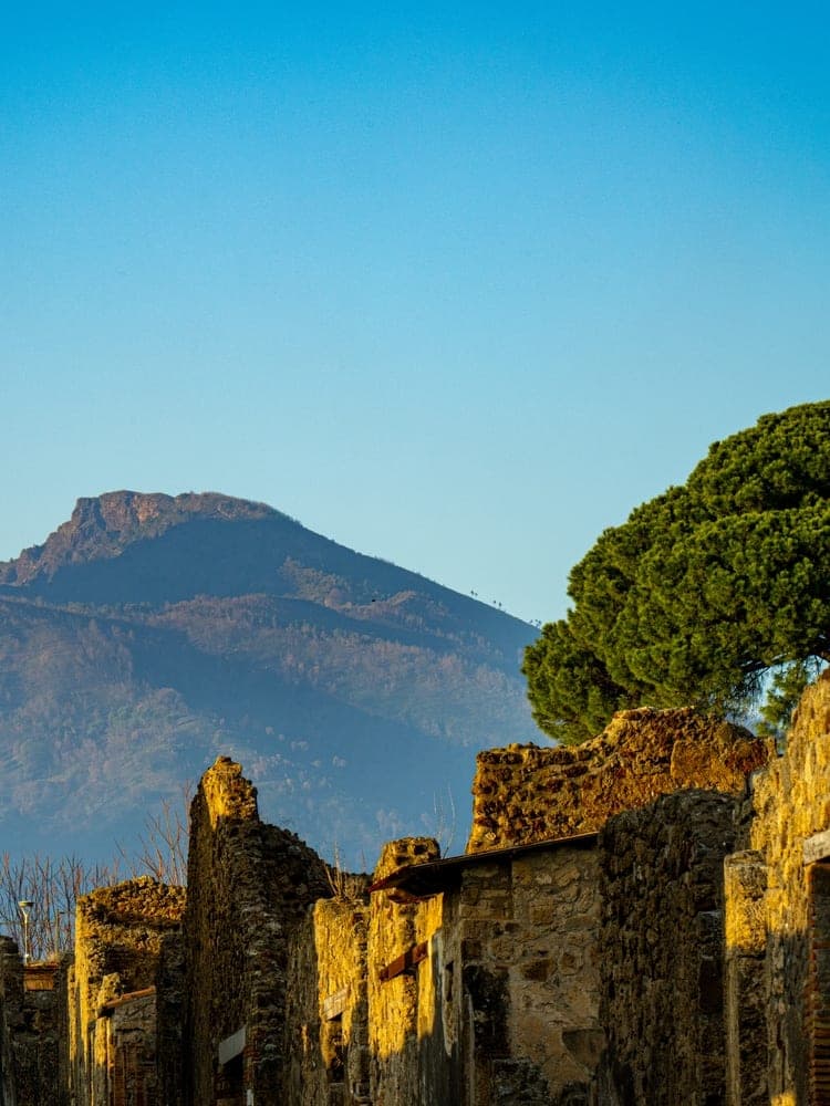 Vesuvius Over Ancient Walls