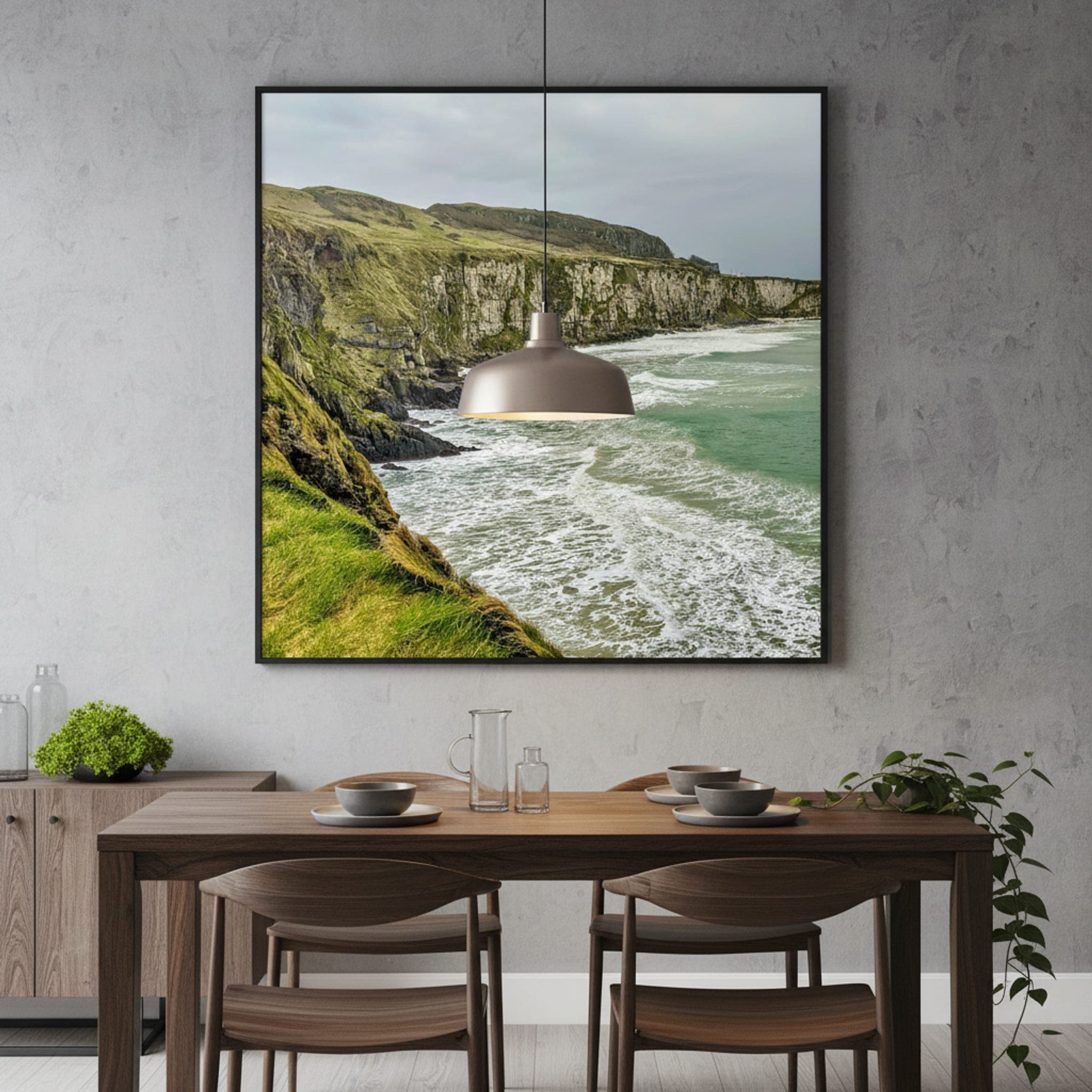 Emerald Coast Cliffs shown as a canvas print in a styled interior, view 3 of 3