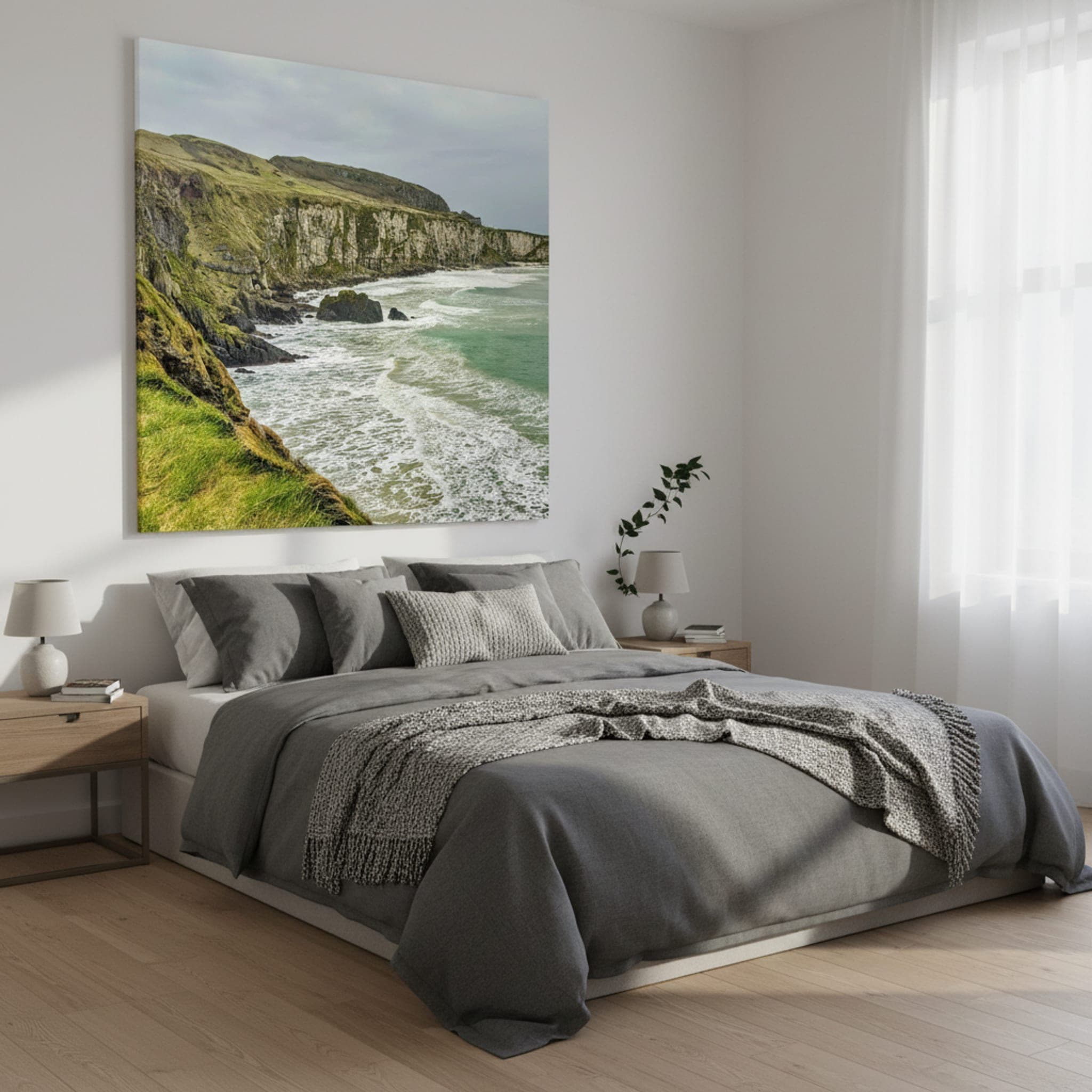 Emerald Coast Cliffs shown as a canvas print in a styled interior, view 2 of 3