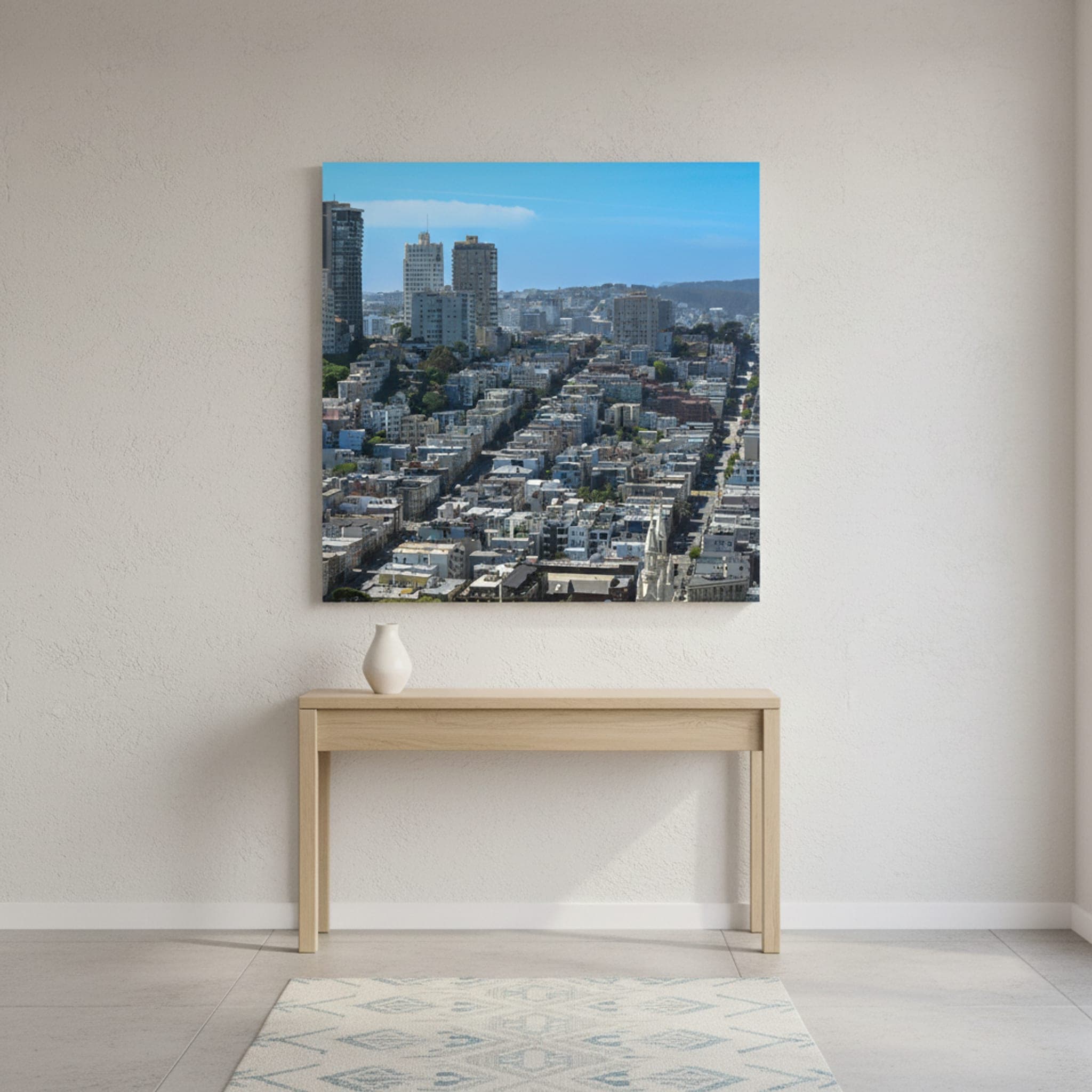 San Francisco Hills shown as a canvas print in a styled interior, view 1 of 3