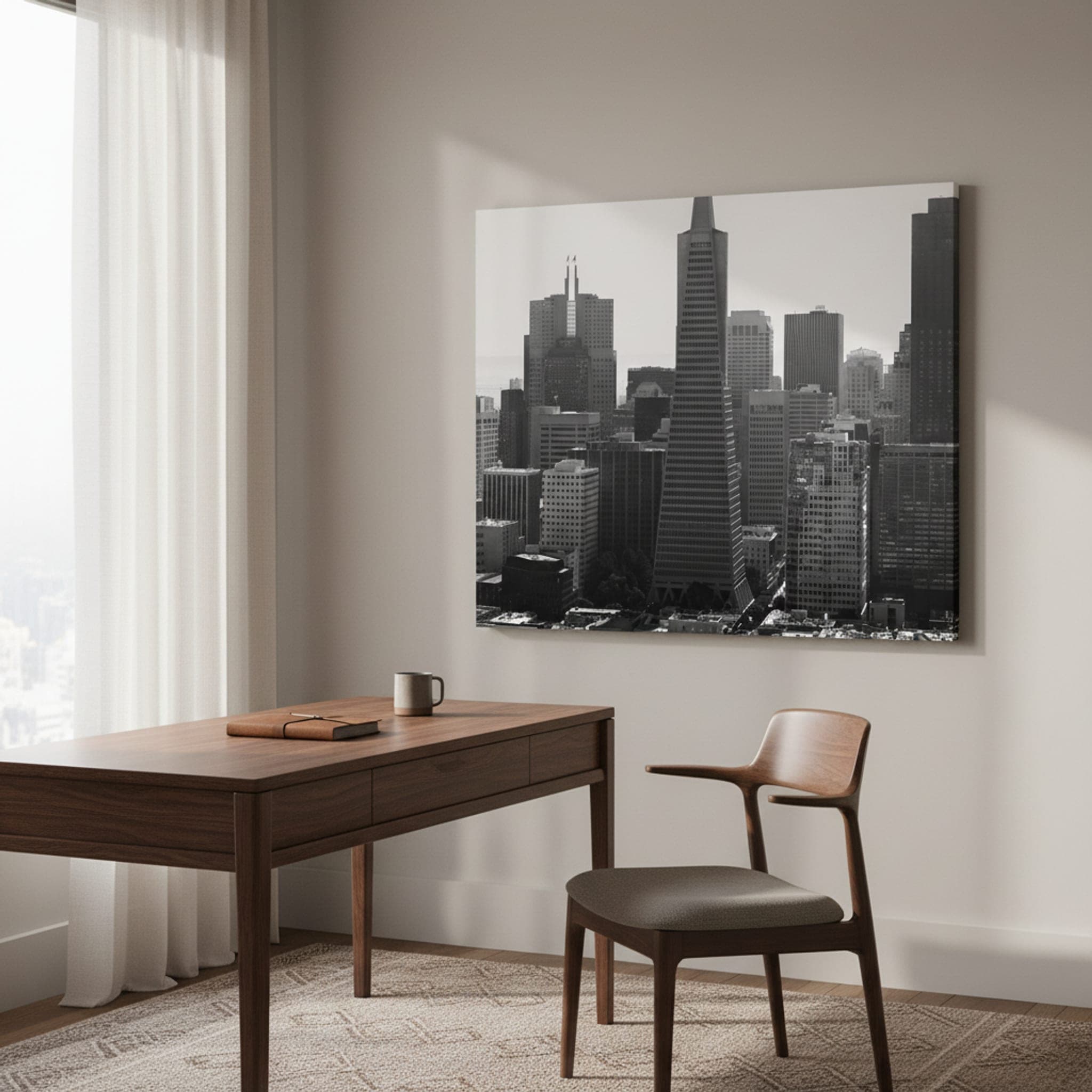 Pyramid of the Bay shown as a canvas print in a styled interior, view 2 of 3