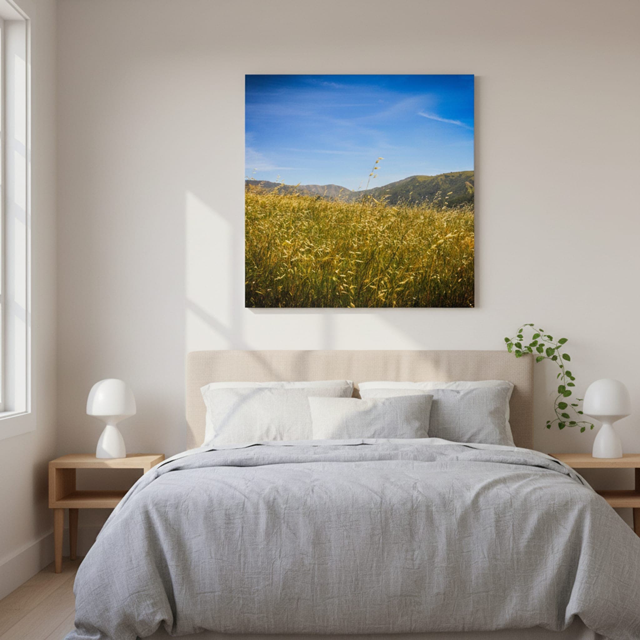 Golden Grasslands of Sunol shown as a canvas print in a styled interior, view 1 of 3