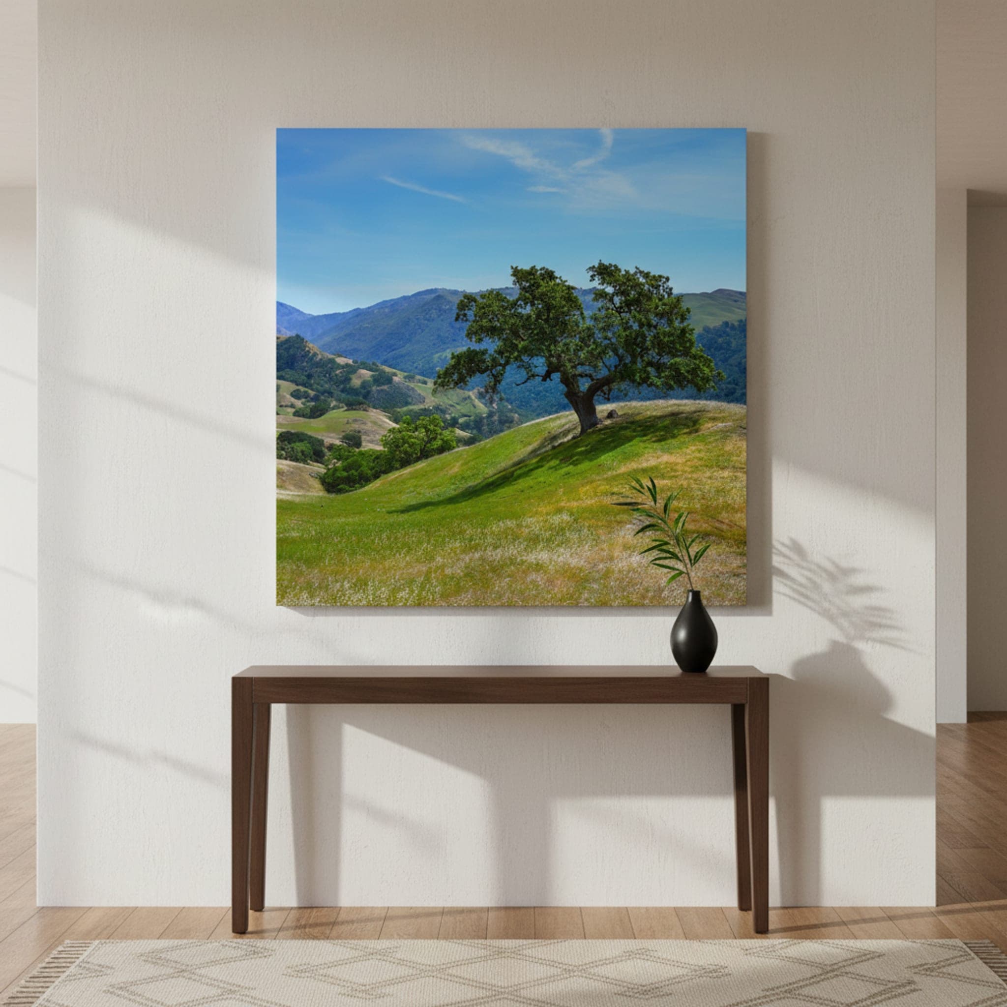 Oak on the Rolling Hills shown as a canvas print in a styled interior, view 1 of 3