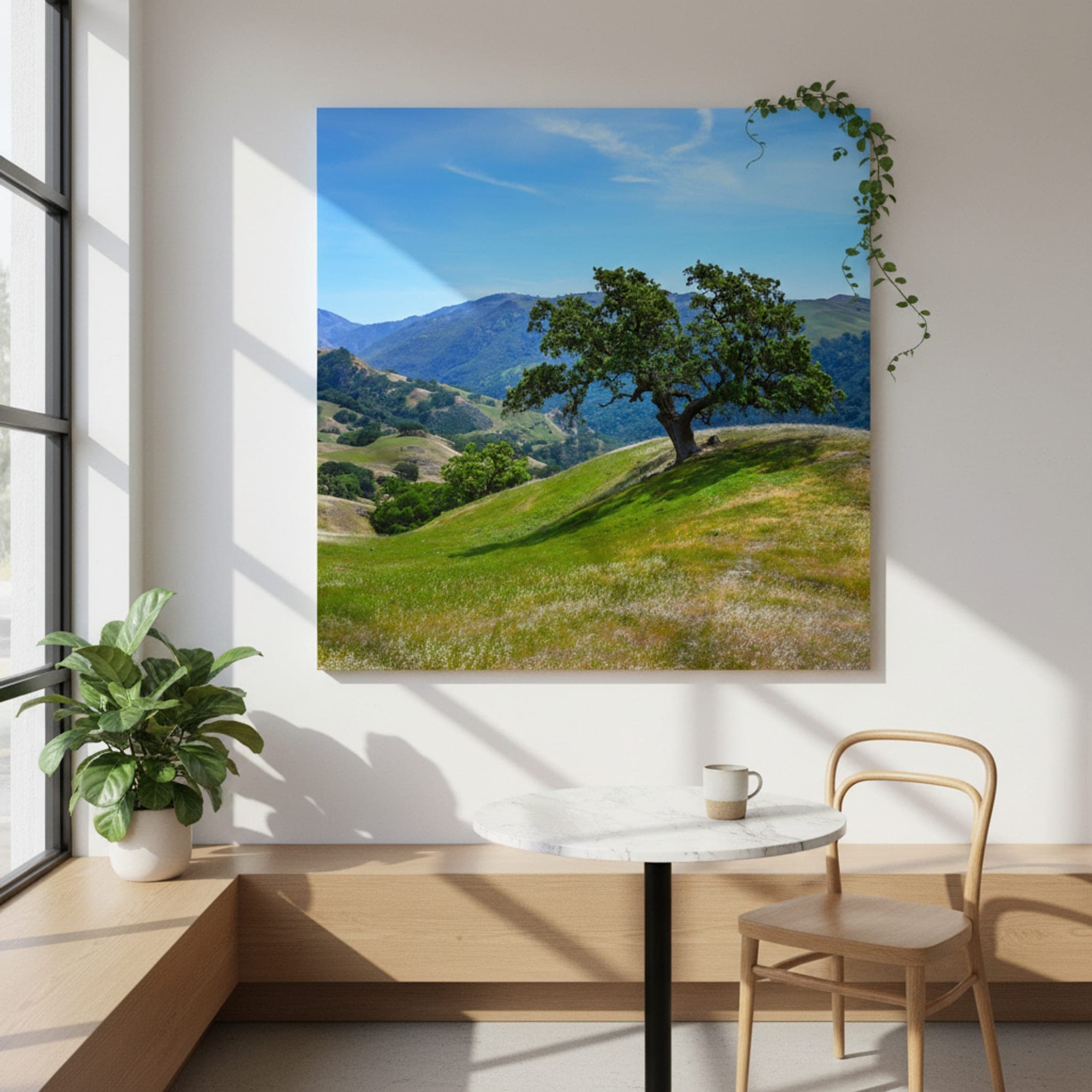 Oak on the Rolling Hills shown as a canvas print in a styled interior, view 2 of 3