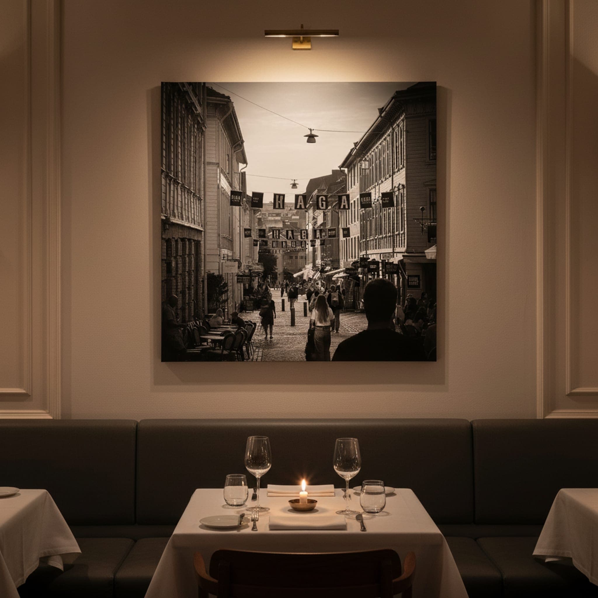 Haga's Historic Echo shown as a canvas print in a styled interior, view 1 of 3