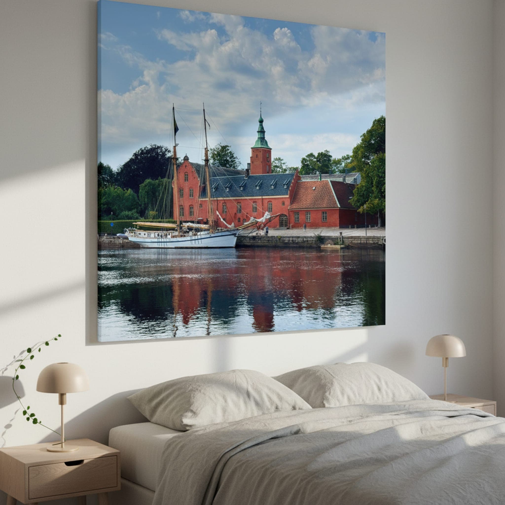Red Quay Sail shown as a canvas print in a styled interior, view 1 of 3