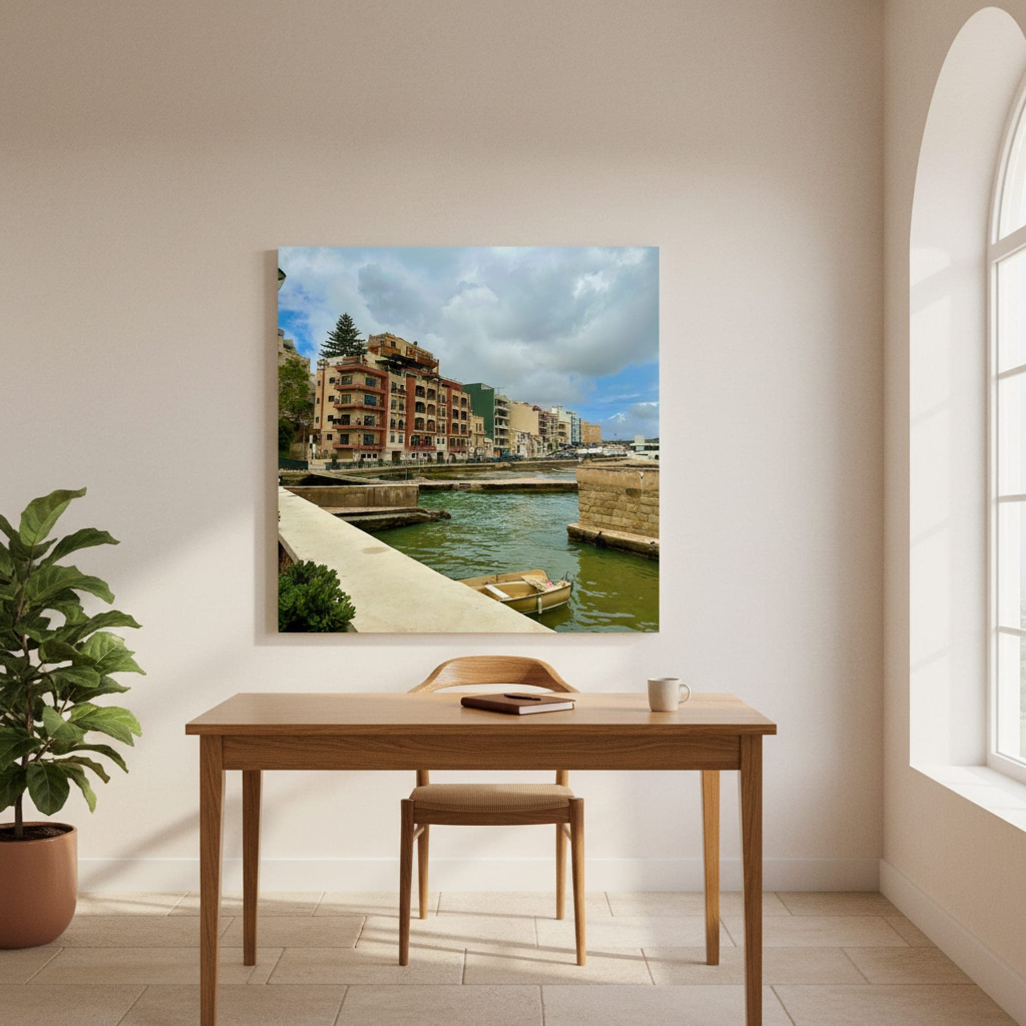 Gharsi Canal Serenity shown as a canvas print in a styled interior, view 3 of 3