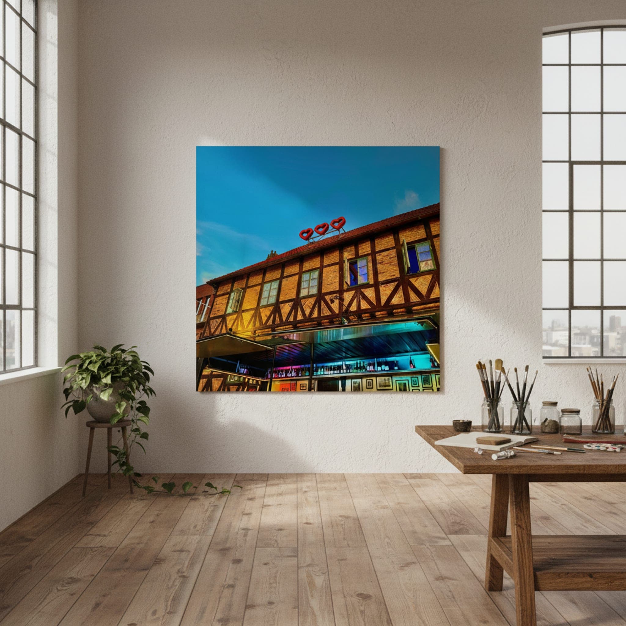 Halmstad Hearts Glow shown as a canvas print in a styled interior, view 3 of 3