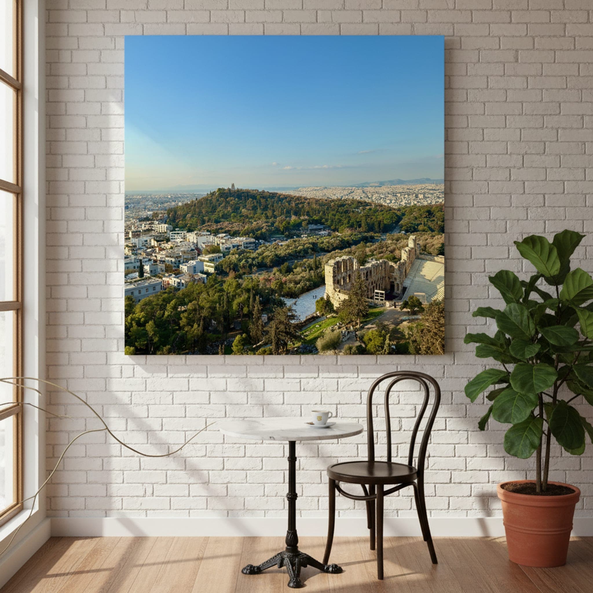 Ancient Echoes, Modern Light shown as a canvas print in a styled interior, view 1 of 3