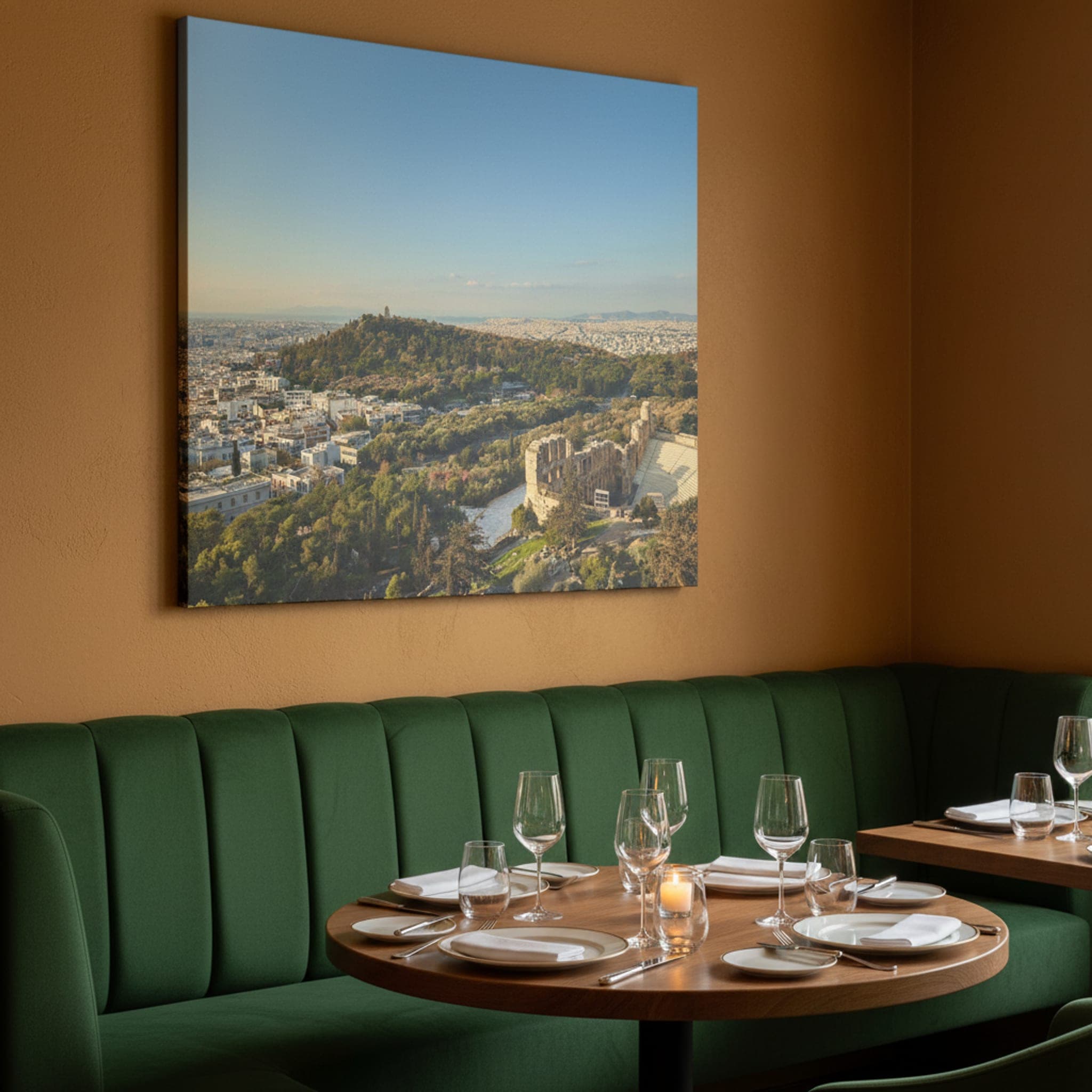 Ancient Echoes, Modern Light shown as a canvas print in a styled interior, view 3 of 3