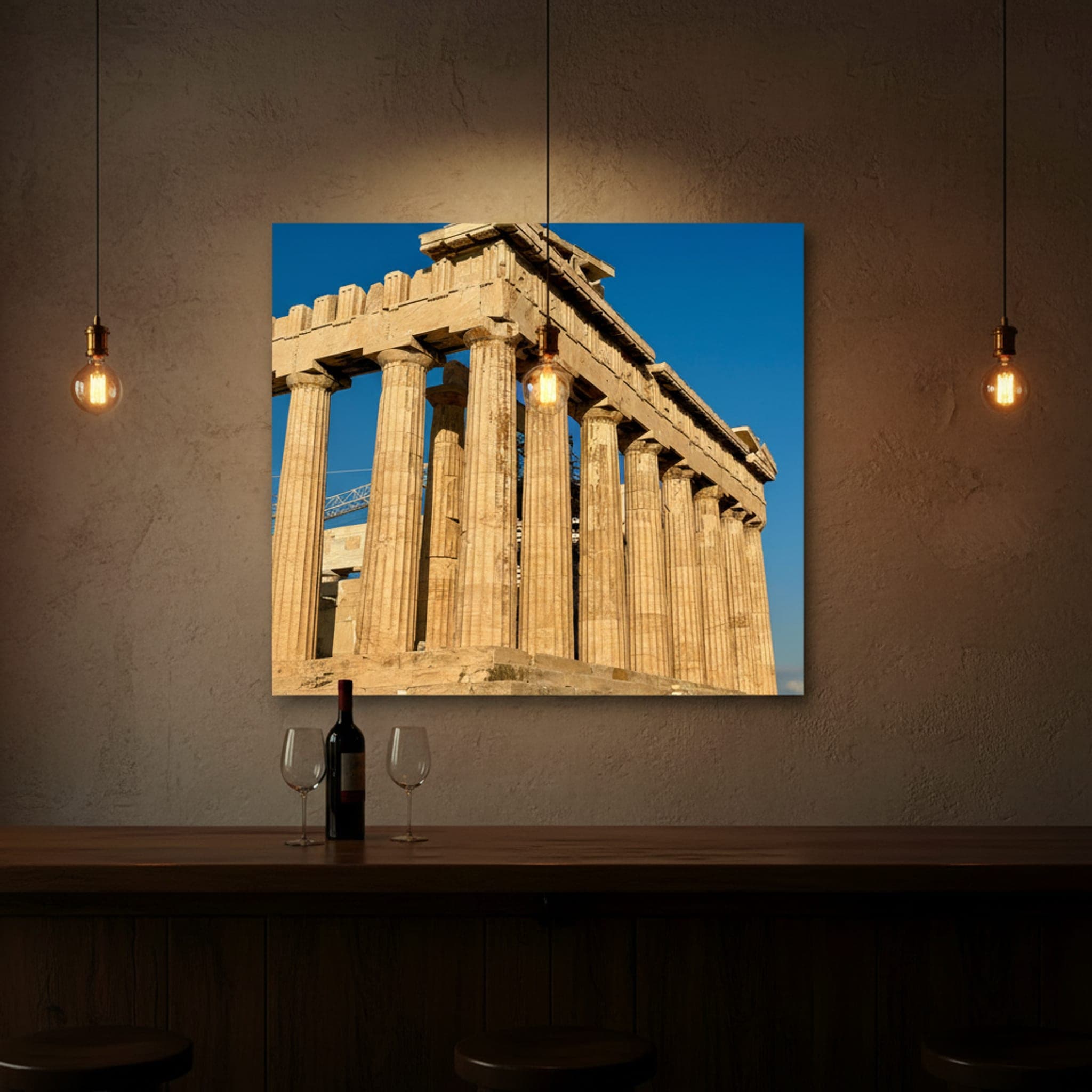 Athens' Ancient Majesty shown as a canvas print in a styled interior, view 3 of 3
