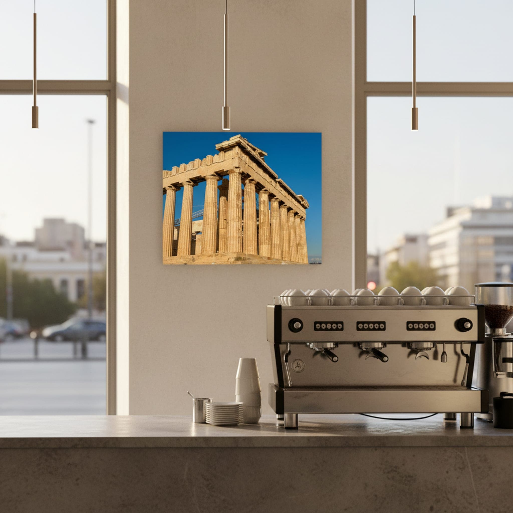 Athens' Ancient Majesty shown as a canvas print in a styled interior, view 1 of 3