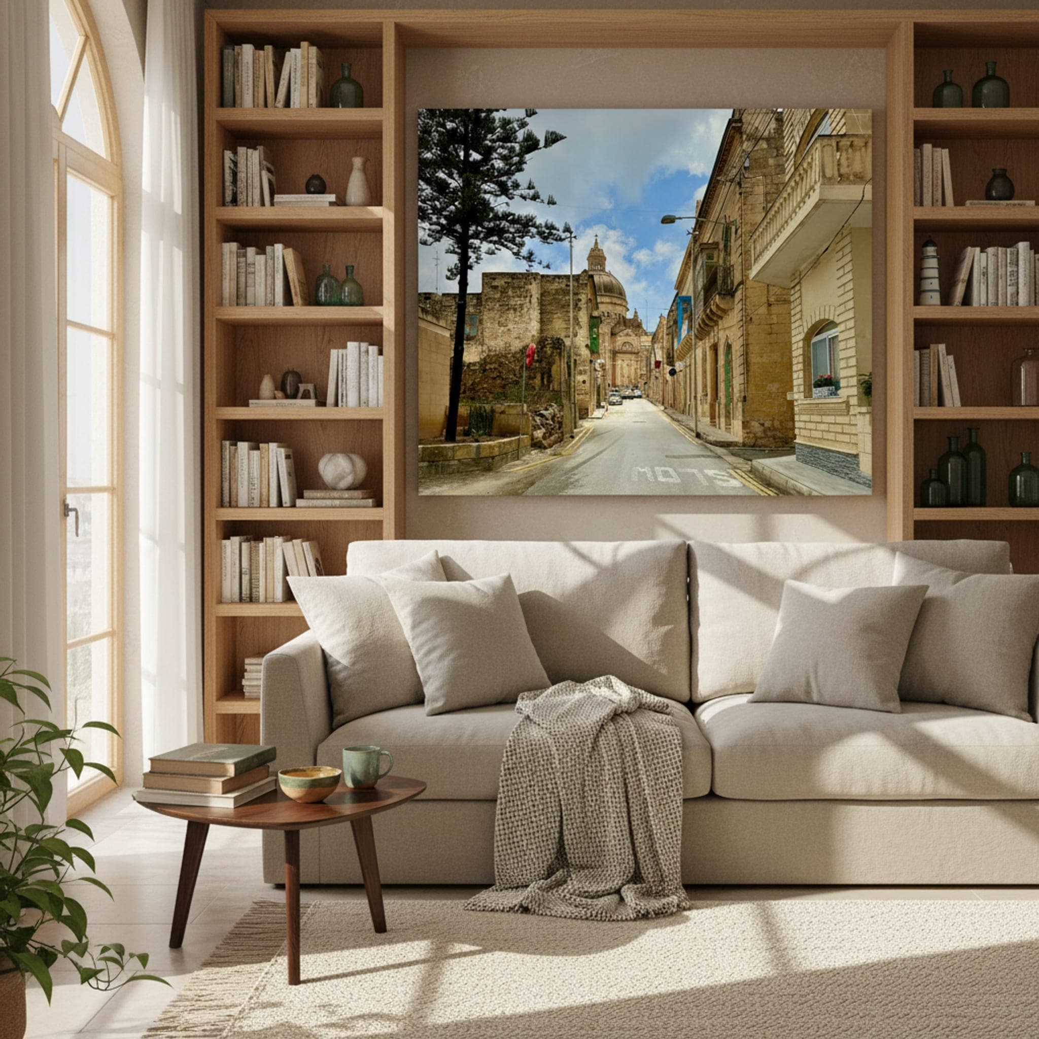 Xewkija's Sacred Dome shown as a canvas print in a styled interior, view 2 of 3