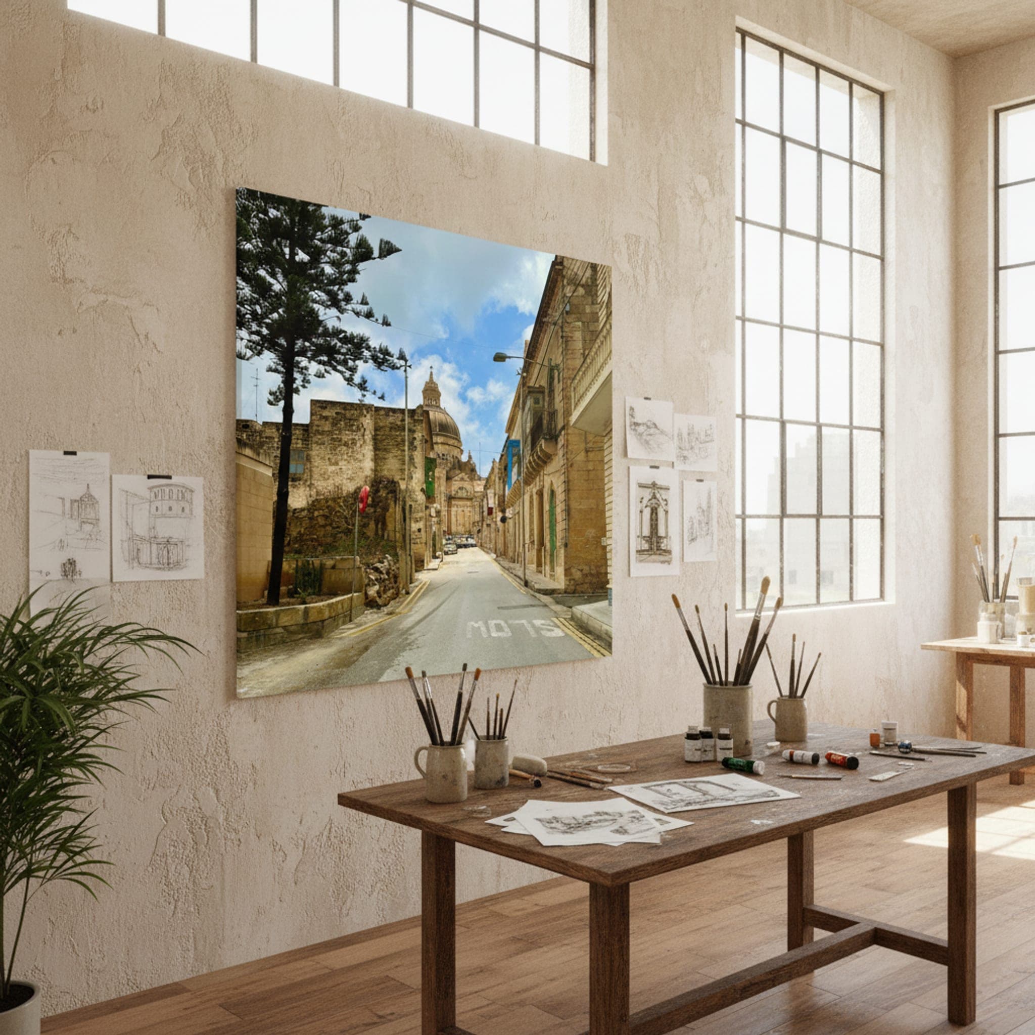 Xewkija's Sacred Dome shown as a canvas print in a styled interior, view 1 of 3