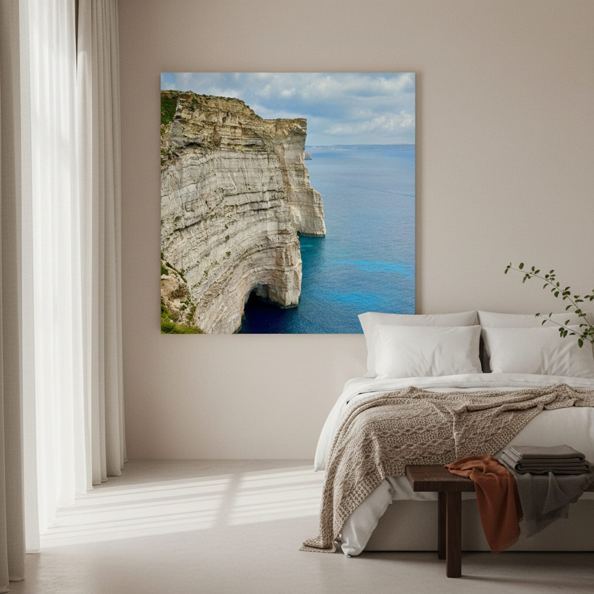 Malta's Coastal Giants shown as a canvas print in a styled interior, view 2 of 3