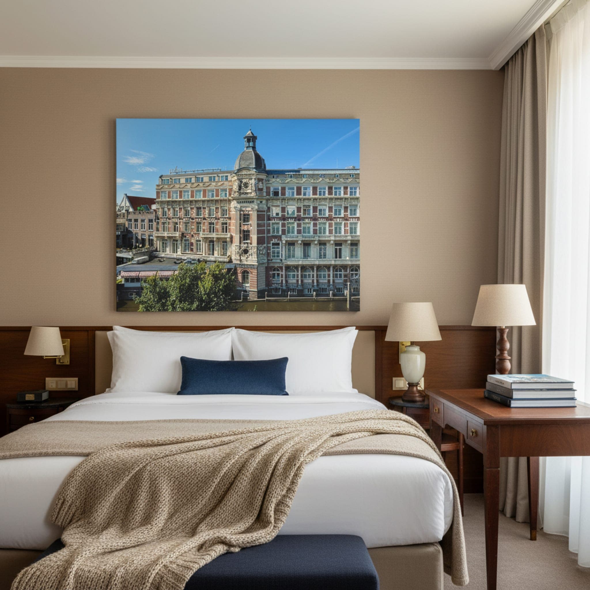 Amsterdam Canal Grandeur shown as a canvas print in a styled interior, view 2 of 3