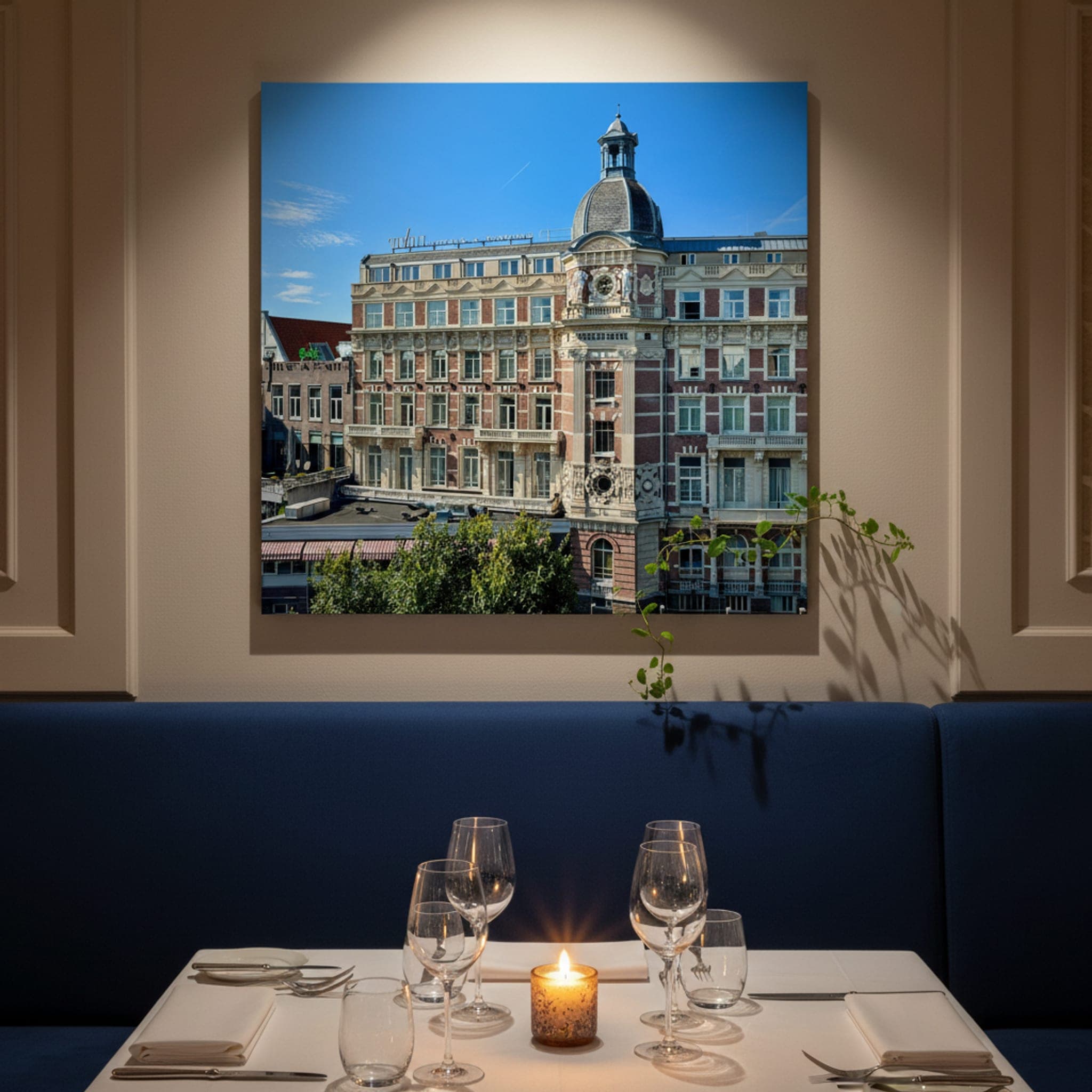 Amsterdam Canal Grandeur shown as a canvas print in a styled interior, view 1 of 3