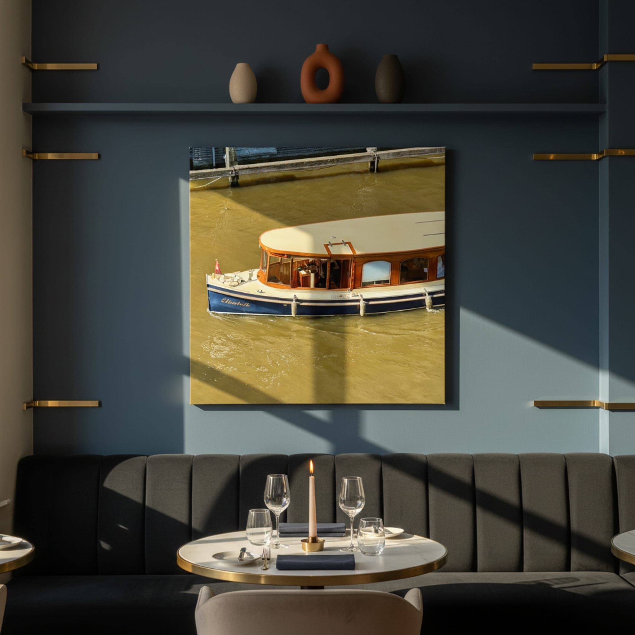 Elisabeth on the Canal shown as a canvas print in a styled interior, view 1 of 3