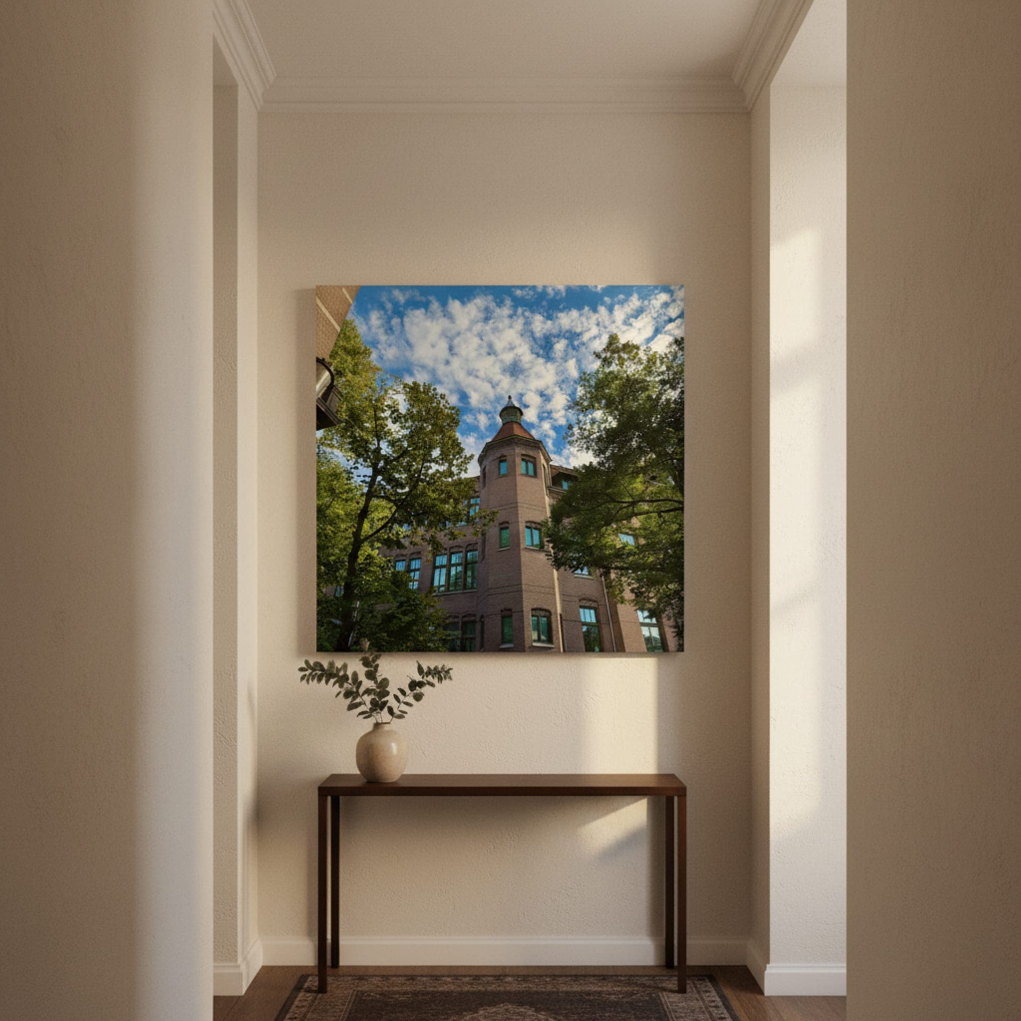 Amsterdam Turret Dreams shown as a canvas print in a styled interior, view 2 of 3