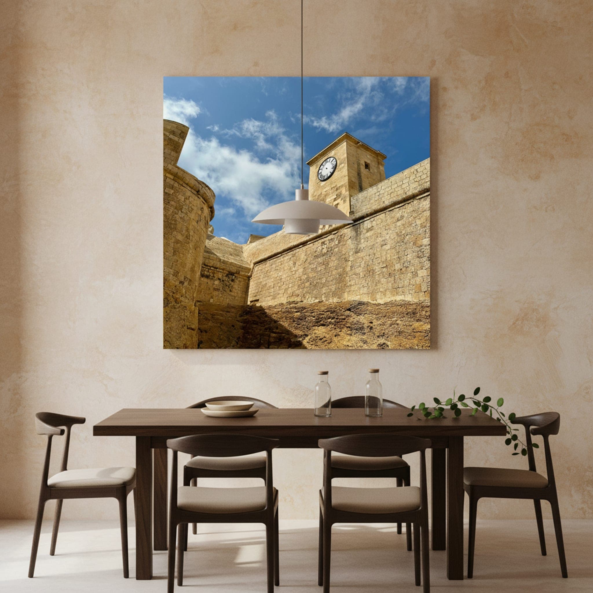 Stone Timekeeper of Malta shown as a canvas print in a styled interior, view 3 of 3