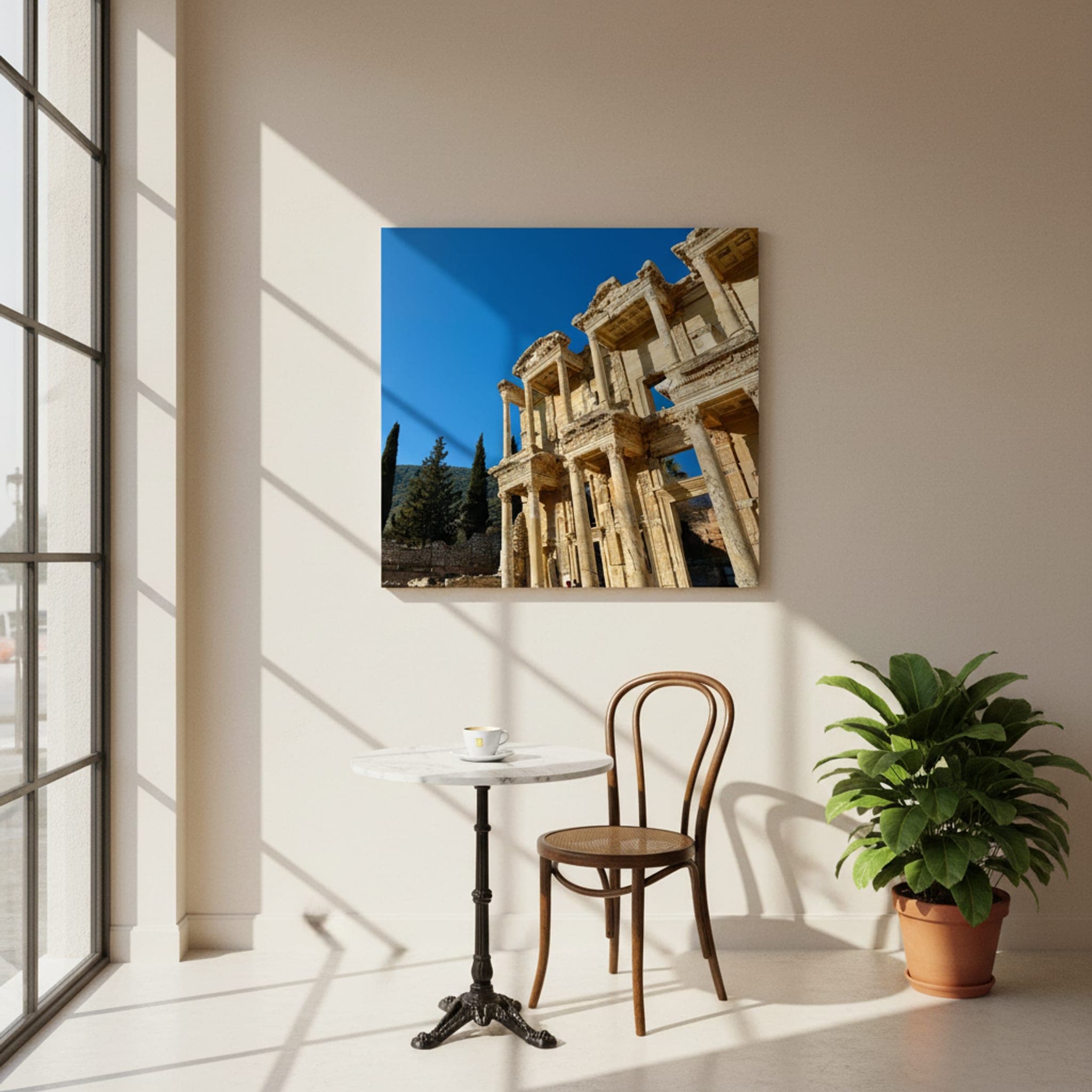 Ancient Echoes in Ephesus shown as a canvas print in a styled interior, view 3 of 3