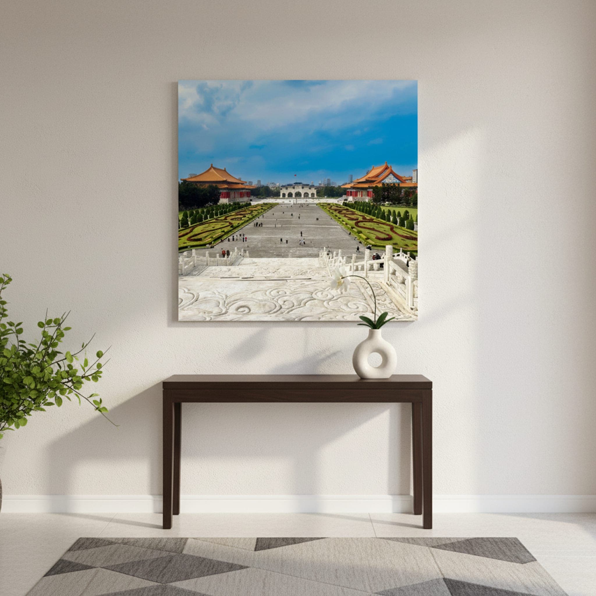Taipei's Grand Plaza shown as a canvas print in a styled interior, view 2 of 3