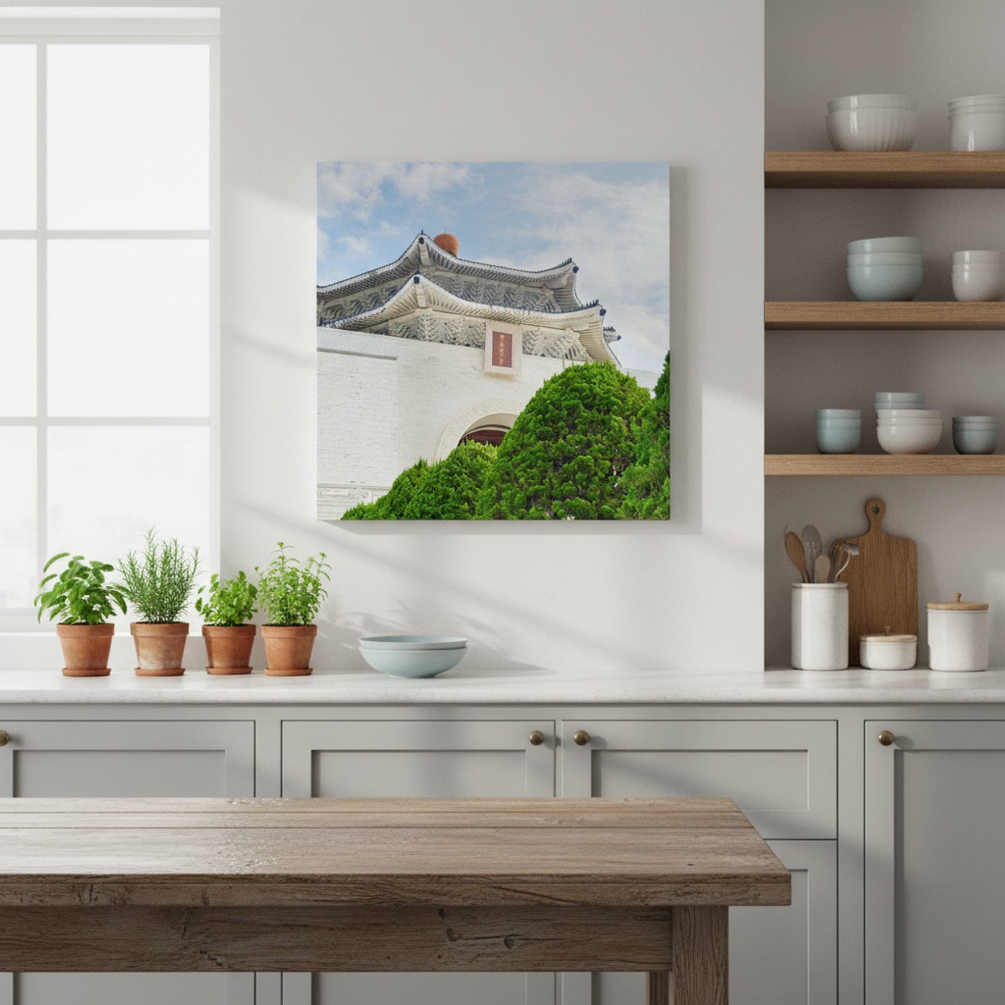 Taipei's Grand Hall shown as a canvas print in a styled interior, view 3 of 3