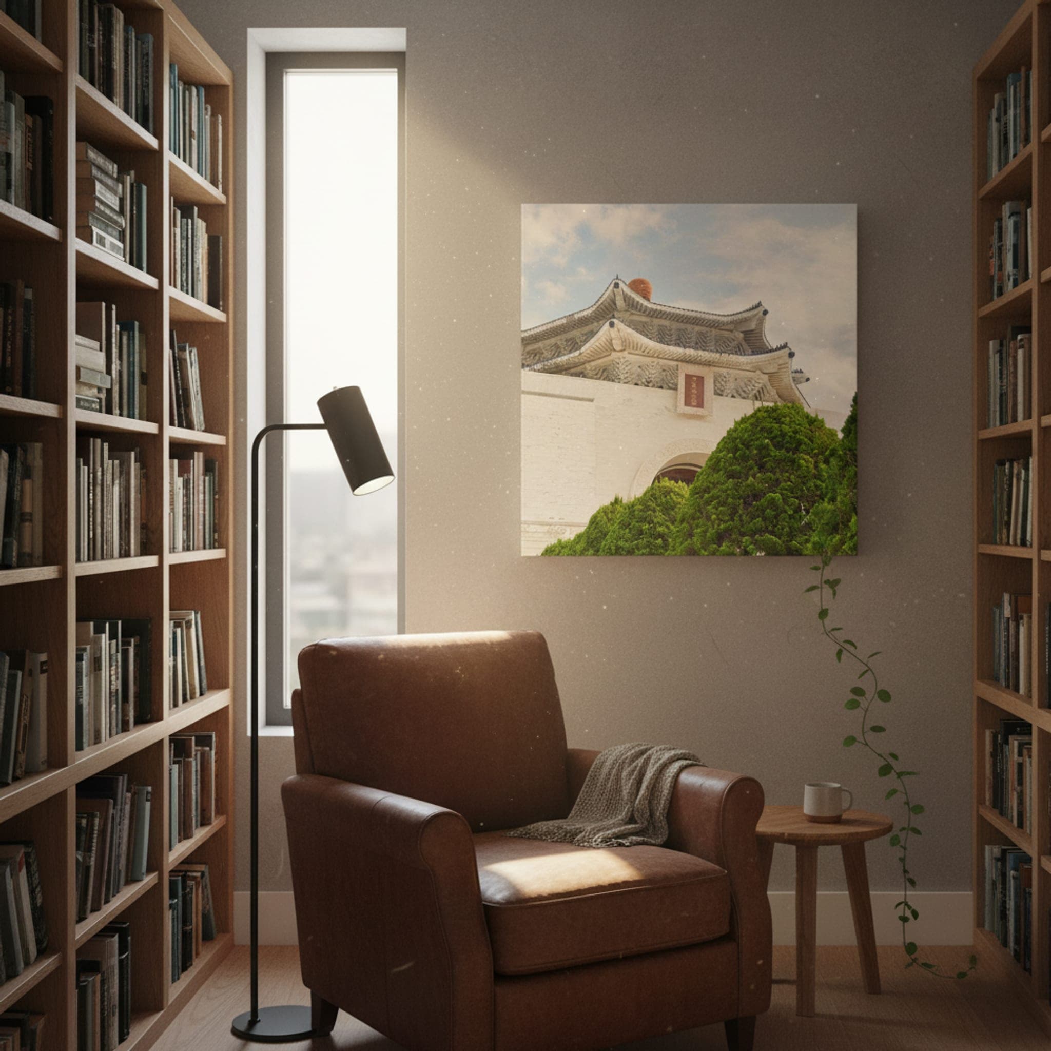 Taipei's Grand Hall shown as a canvas print in a styled interior, view 2 of 3