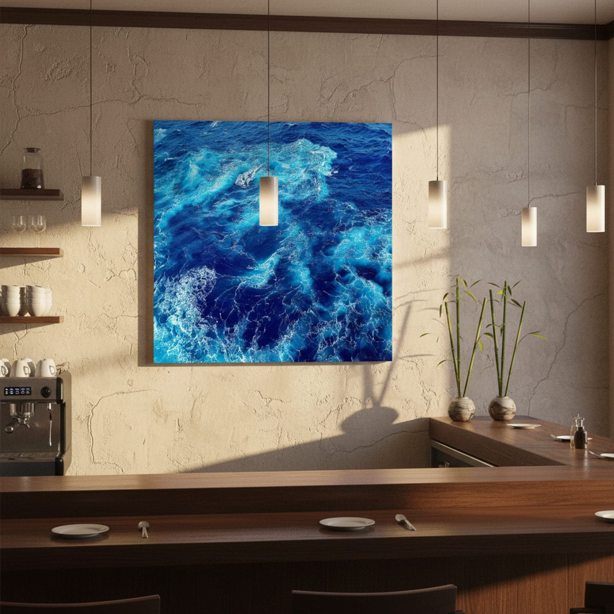 Azure Wake shown as a canvas print in a styled interior, view 1 of 3
