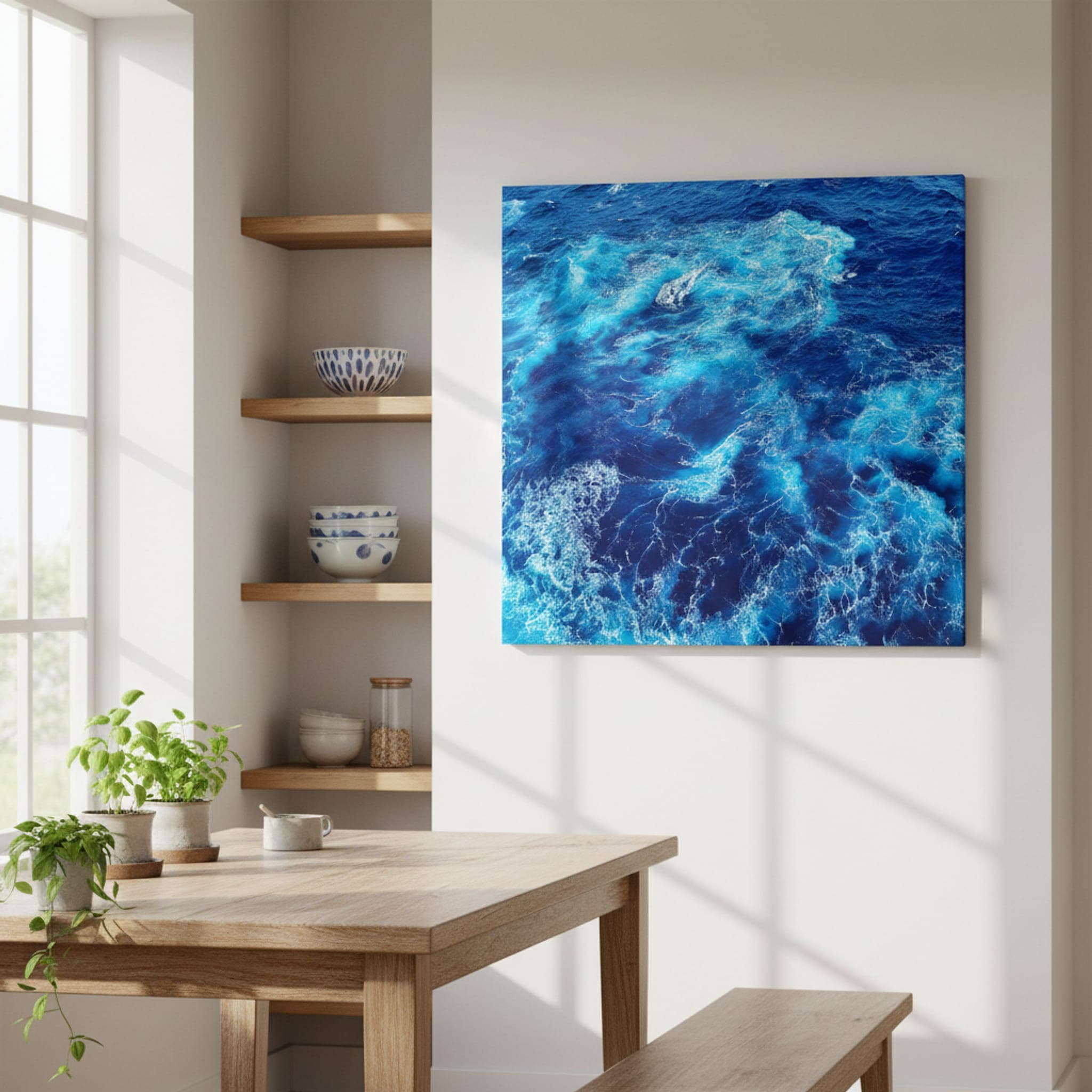 Azure Wake shown as a canvas print in a styled interior, view 2 of 3