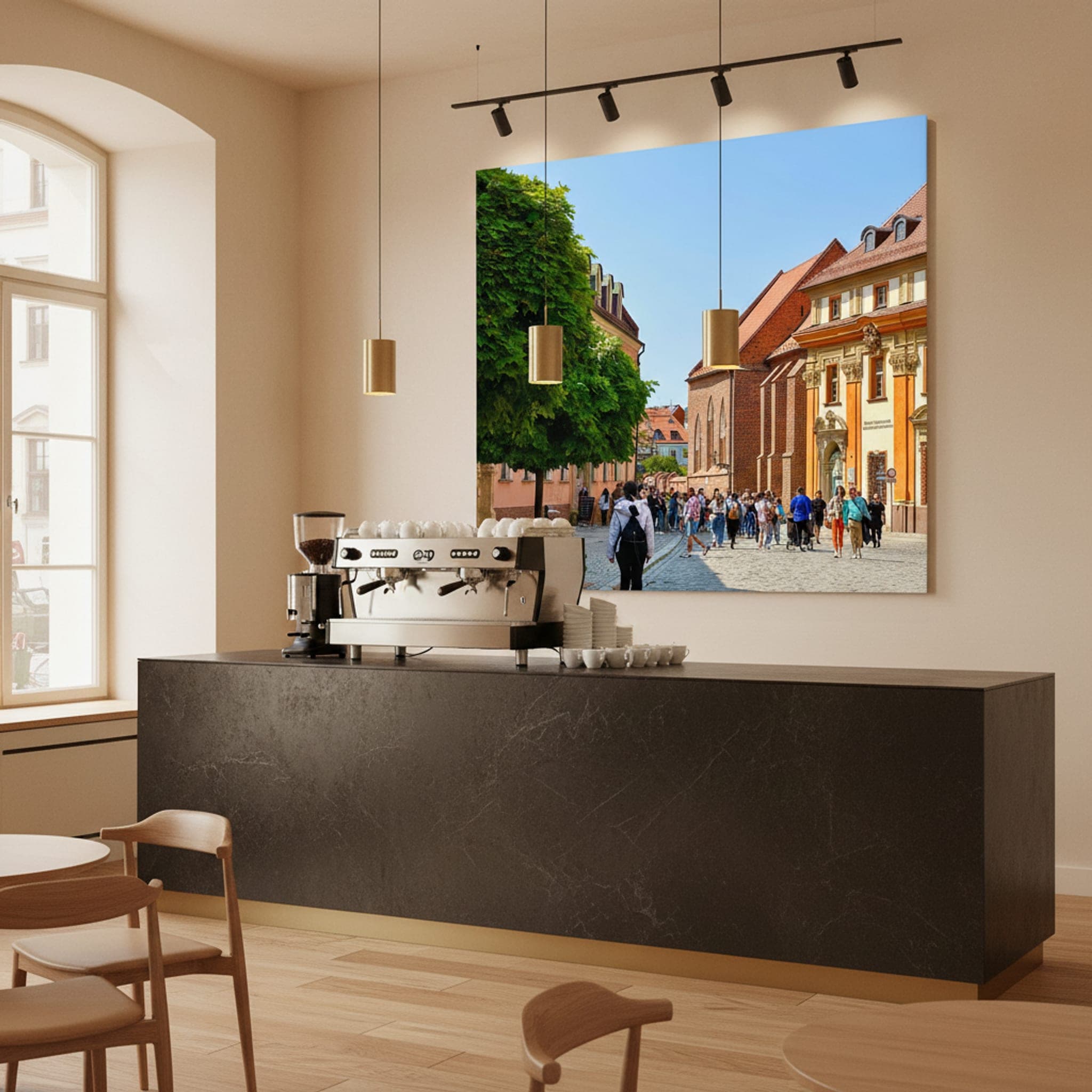Wrocław Cobblestone Charm shown as a canvas print in a styled interior, view 3 of 3