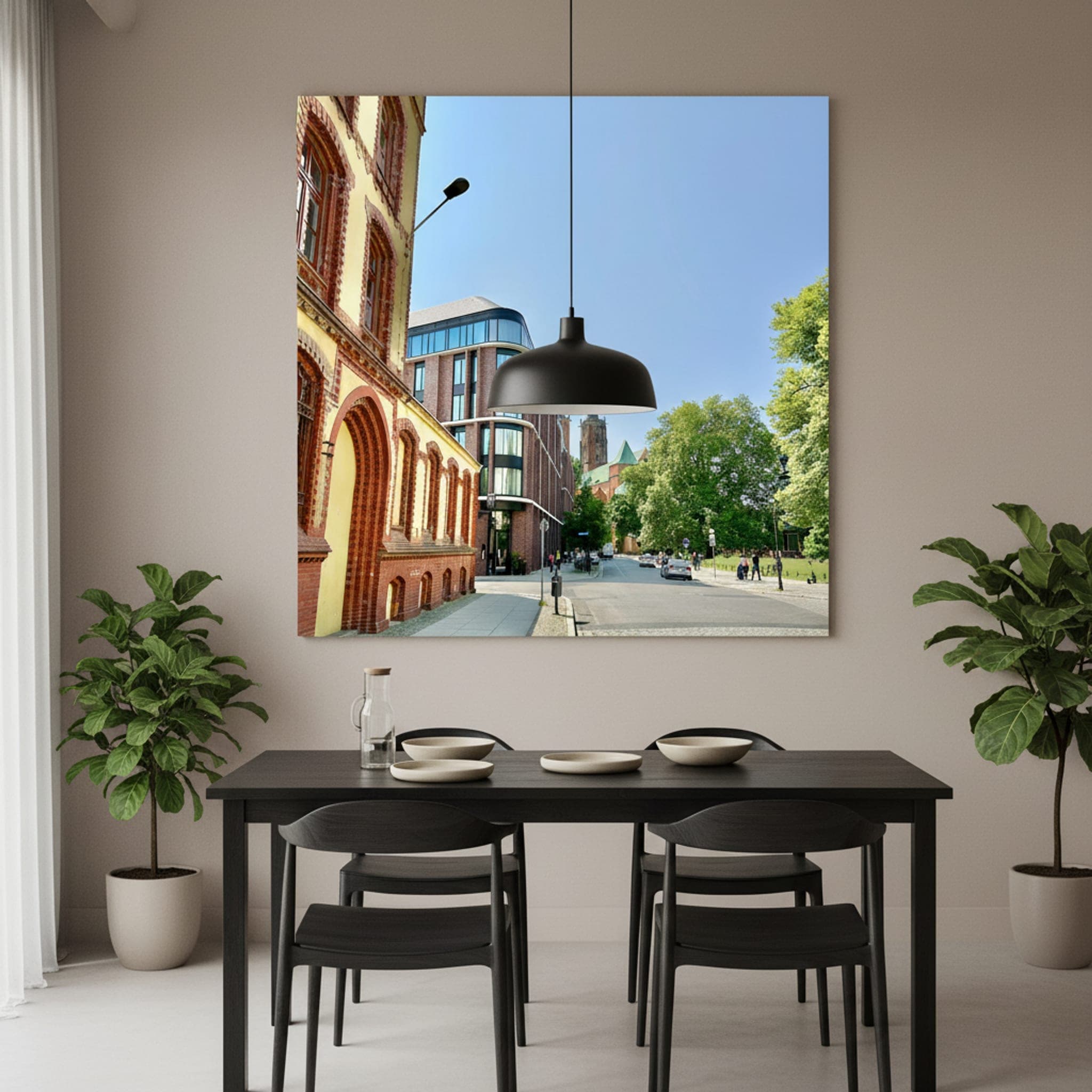 Wrocław Spires and Modernity shown as a canvas print in a styled interior, view 2 of 3
