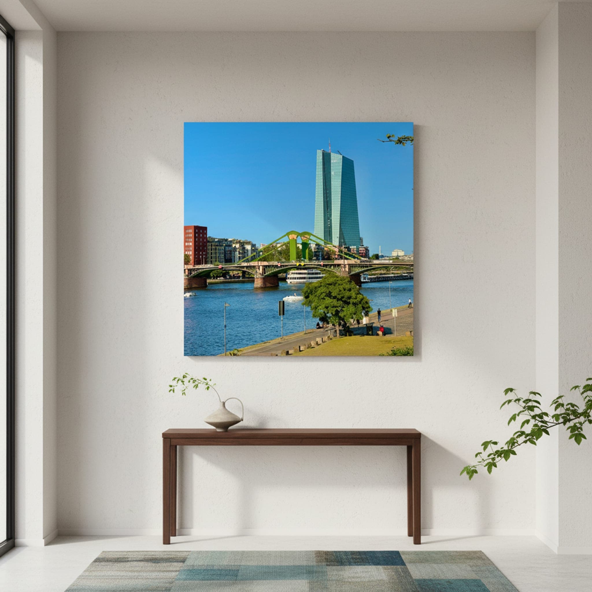 Frankfurt River Serenity shown as a canvas print in a styled interior, view 2 of 3