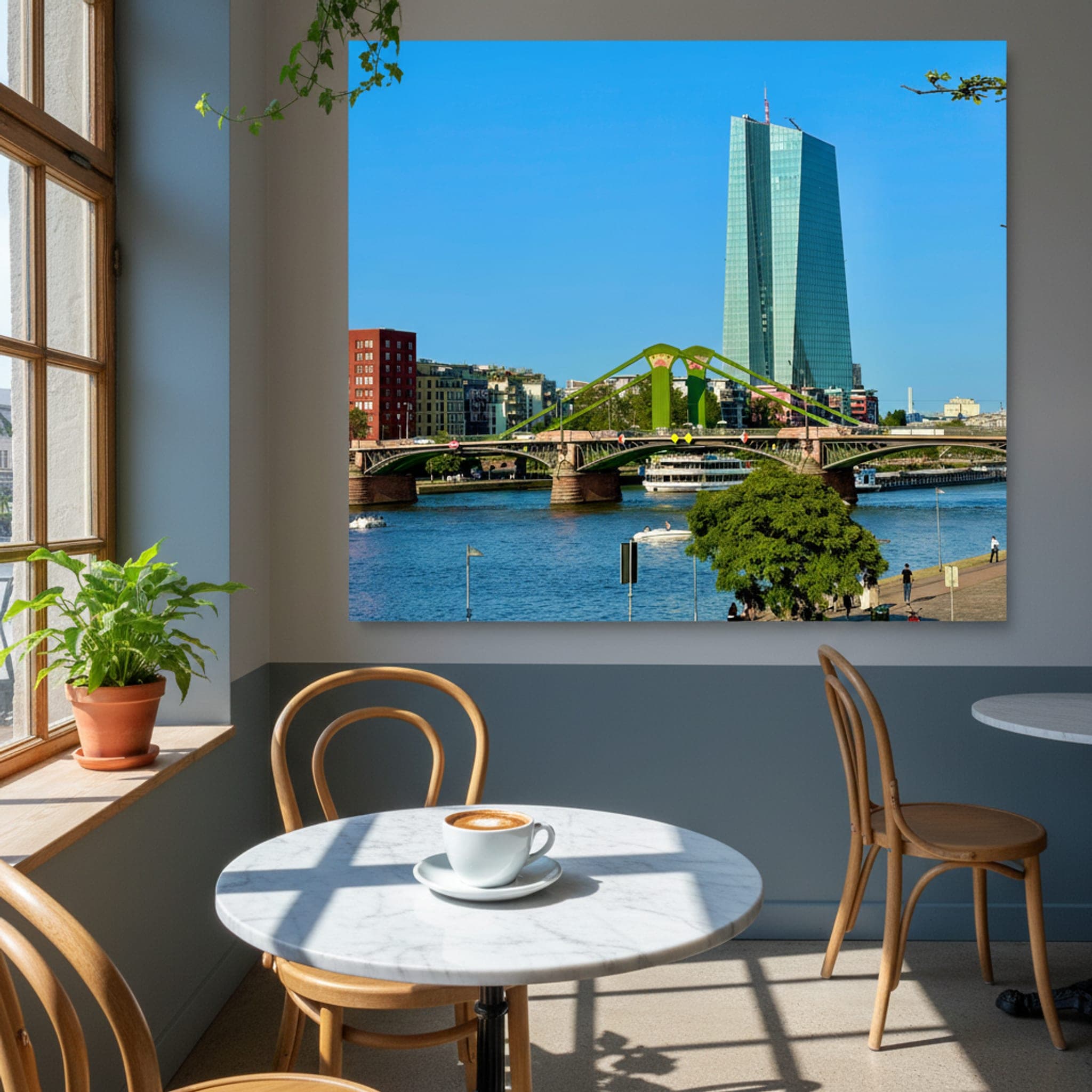 Frankfurt River Serenity shown as a canvas print in a styled interior, view 3 of 3