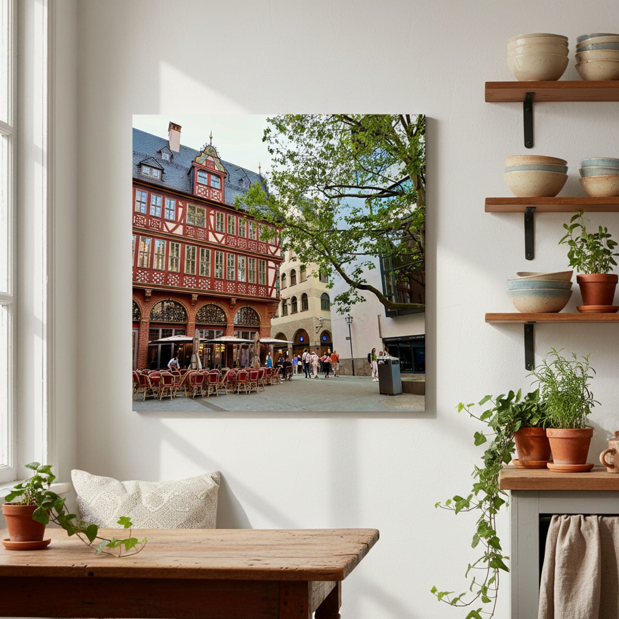Frankfurt's Historic Heartbeat shown as a canvas print in a styled interior, view 3 of 3