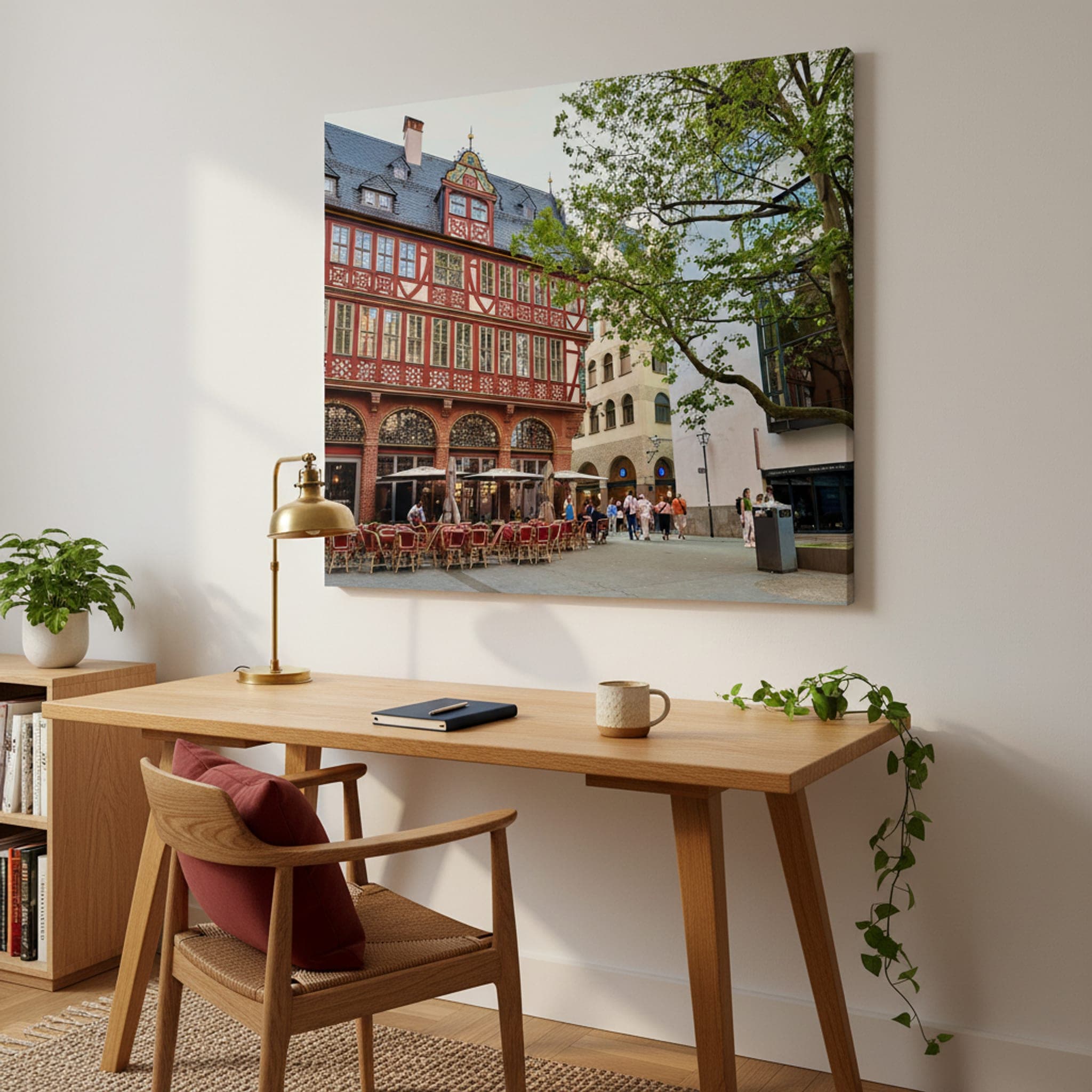 Frankfurt's Historic Heartbeat shown as a canvas print in a styled interior, view 1 of 3