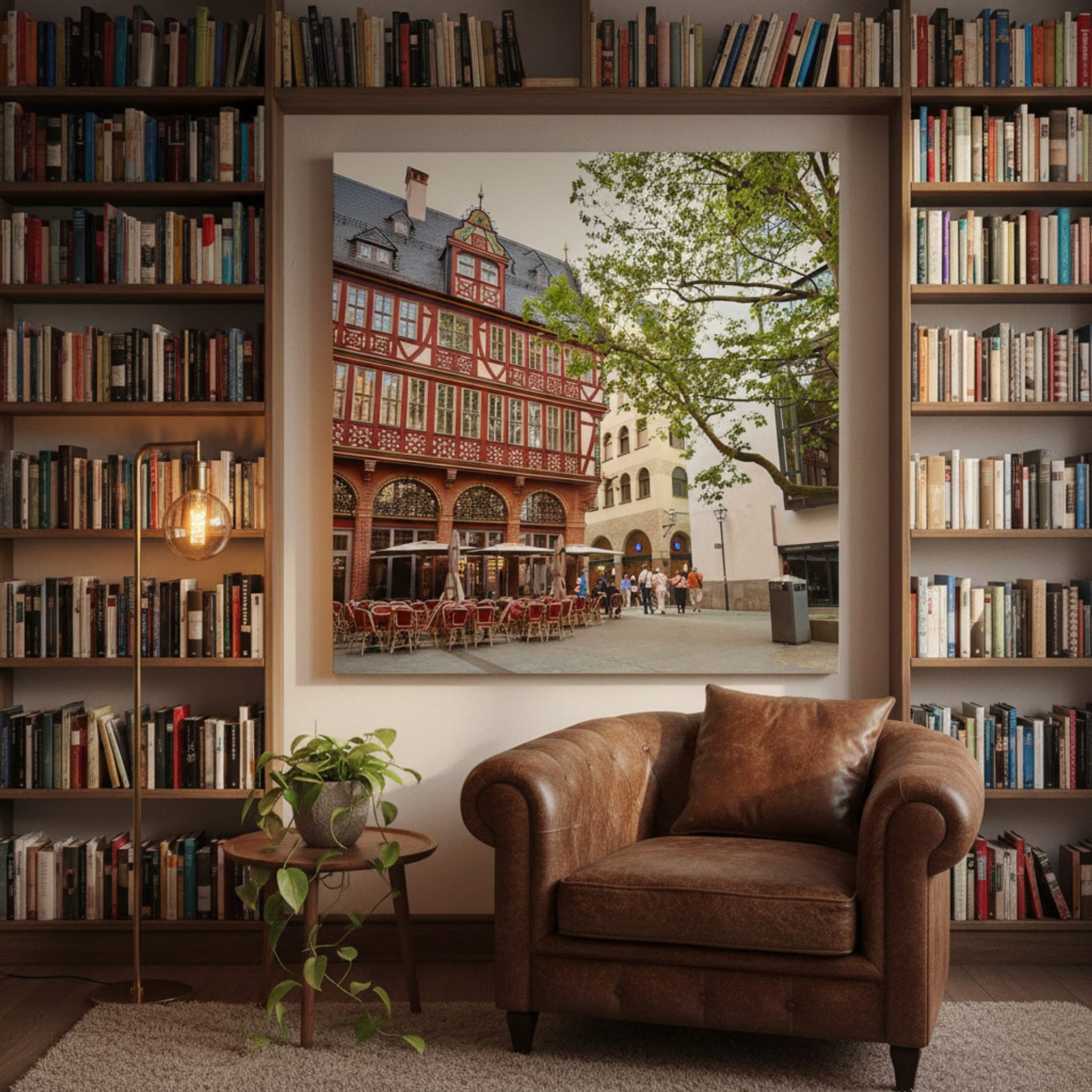 Frankfurt's Historic Heartbeat shown as a canvas print in a styled interior, view 2 of 3