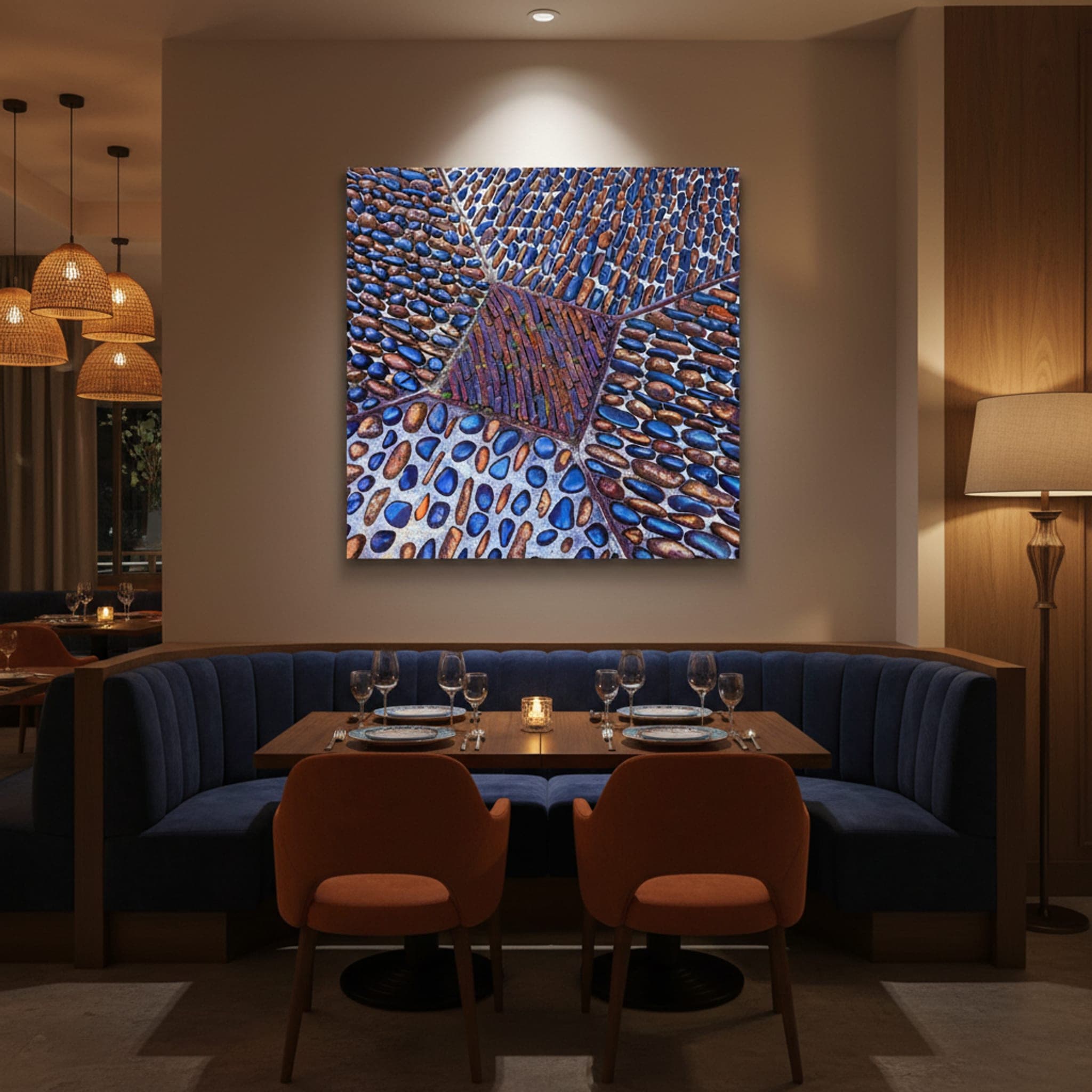 Okinawa Stone Mosaic shown as a canvas print in a styled interior, view 3 of 3
