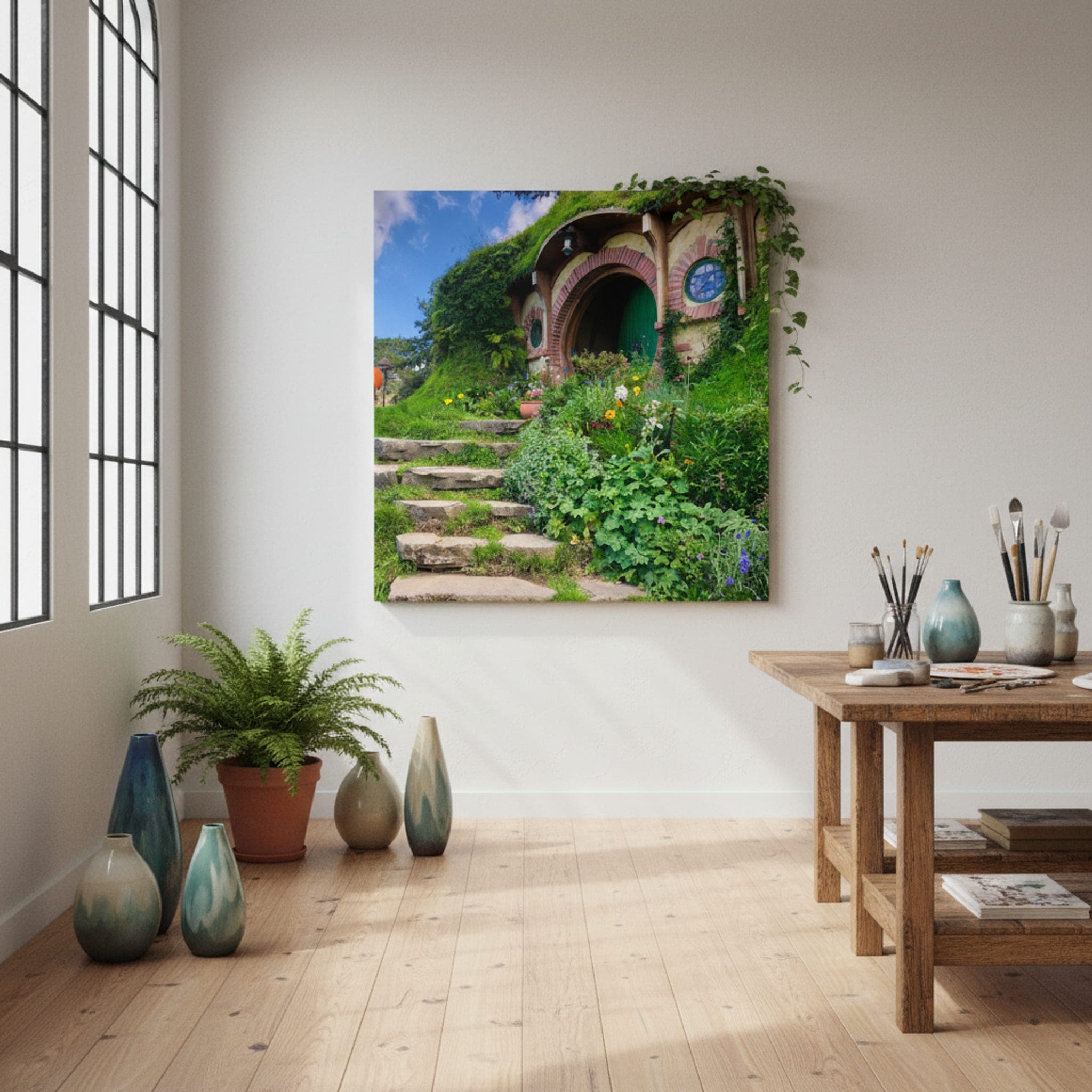 The Shire's Hidden Door shown as a canvas print in a styled interior, view 1 of 3