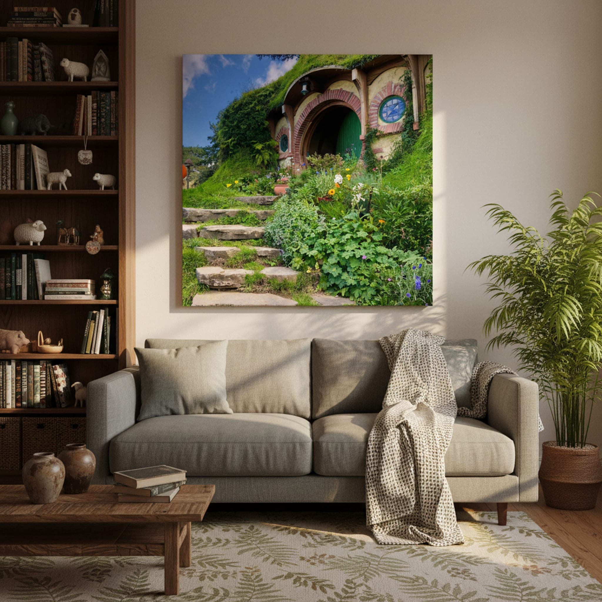 The Shire's Hidden Door shown as a canvas print in a styled interior, view 2 of 3
