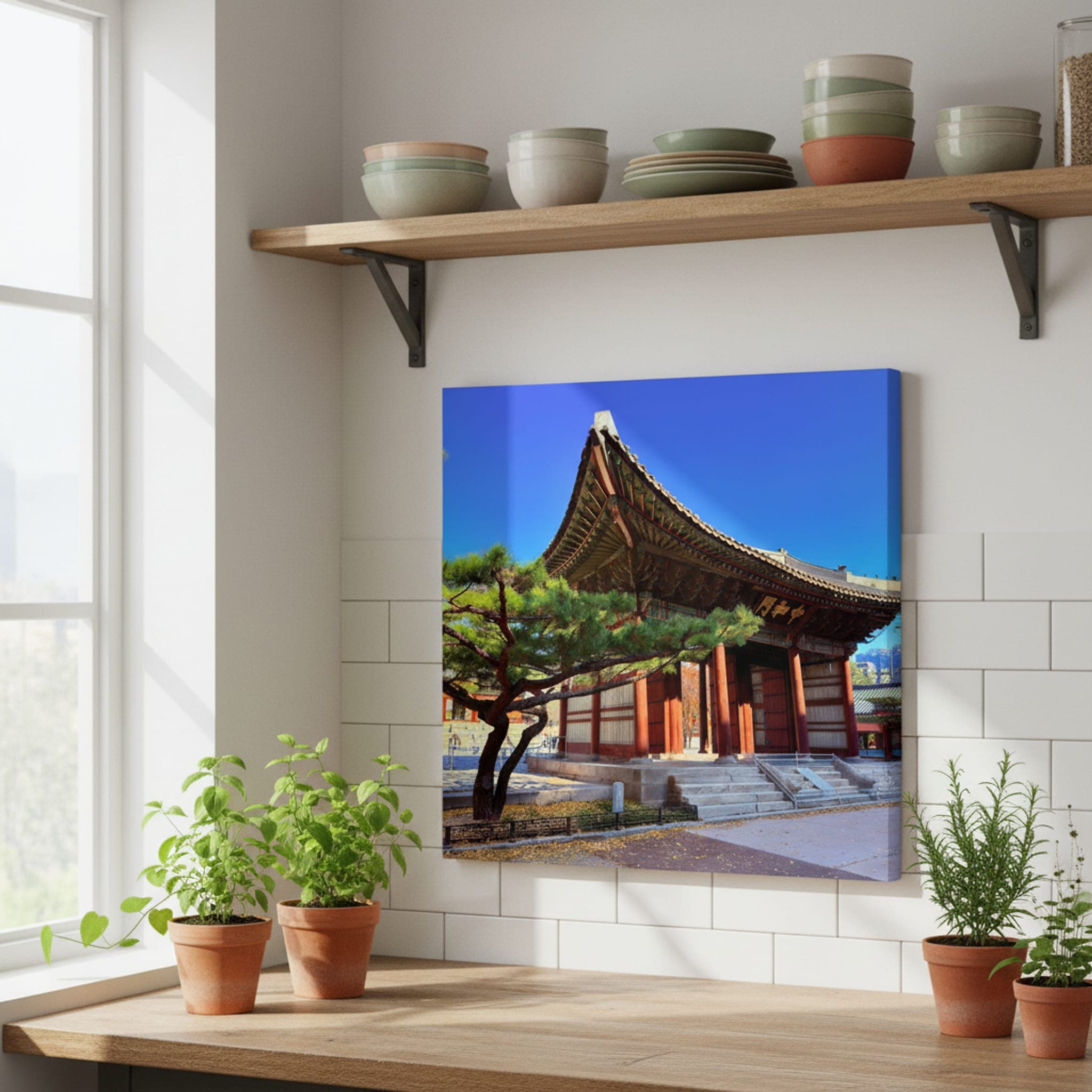 Seoul's Royal Gate shown as a canvas print in a styled interior, view 1 of 3