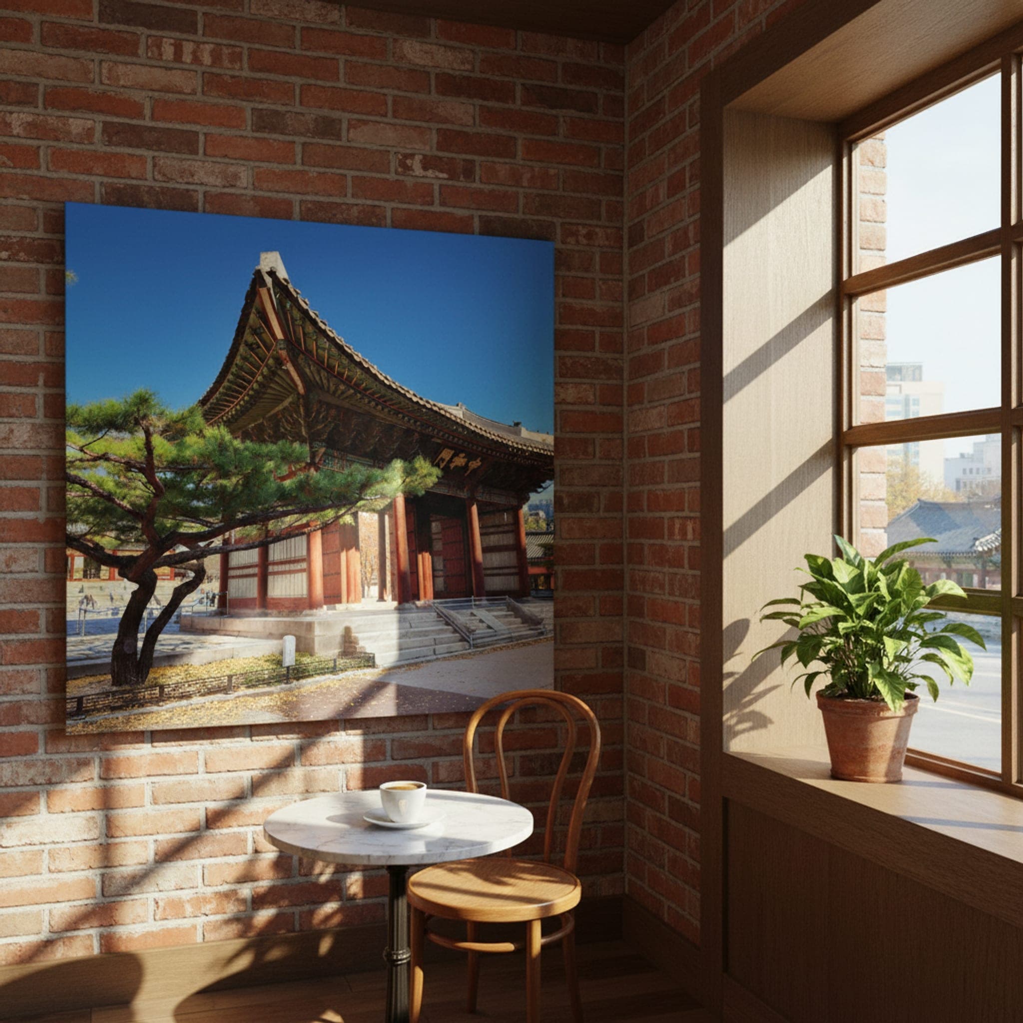 Seoul's Royal Gate shown as a canvas print in a styled interior, view 3 of 3