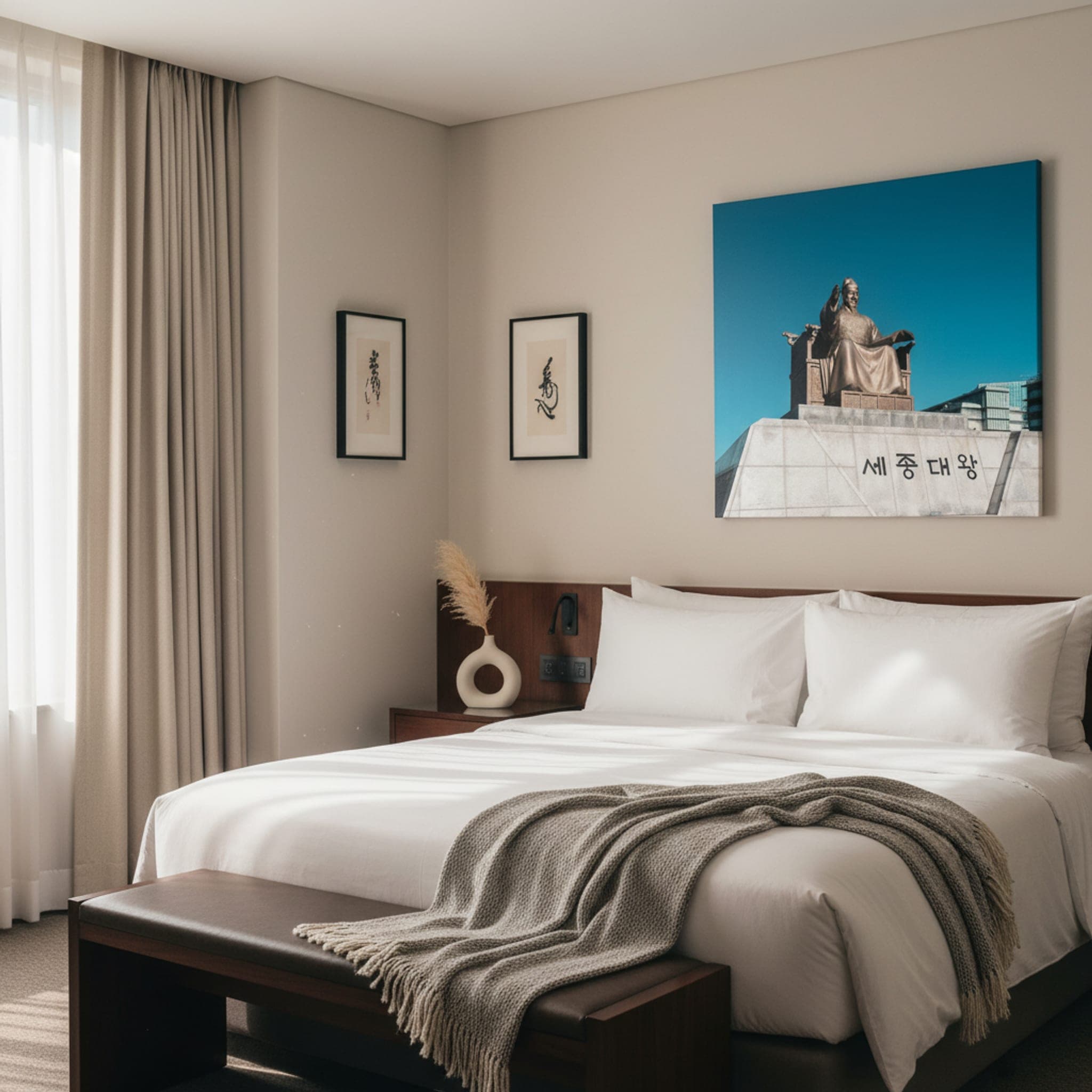 King Sejong's Wisdom shown as a canvas print in a styled interior, view 3 of 3