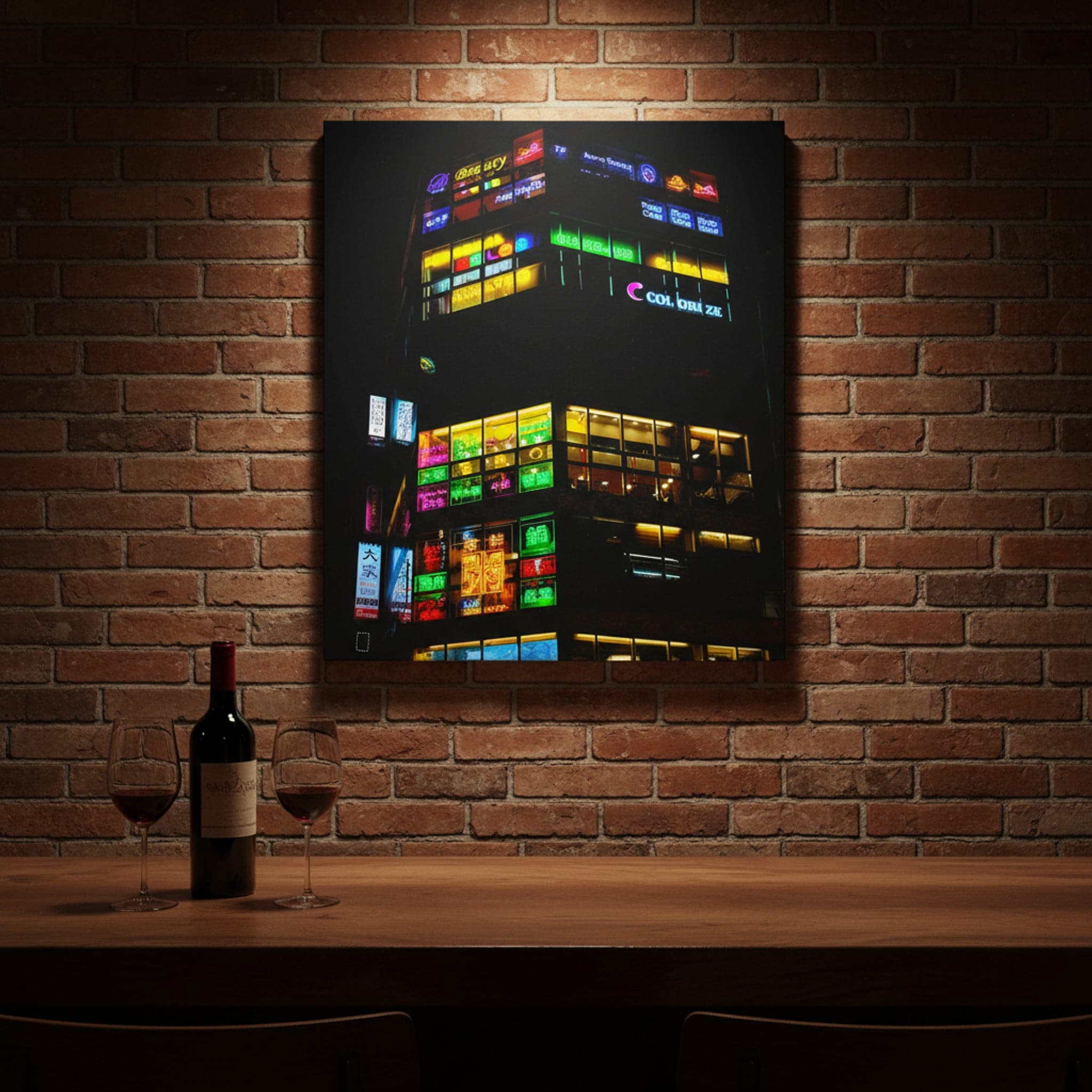 Seoul Neon Dreams shown as a canvas print in a styled interior, view 1 of 3