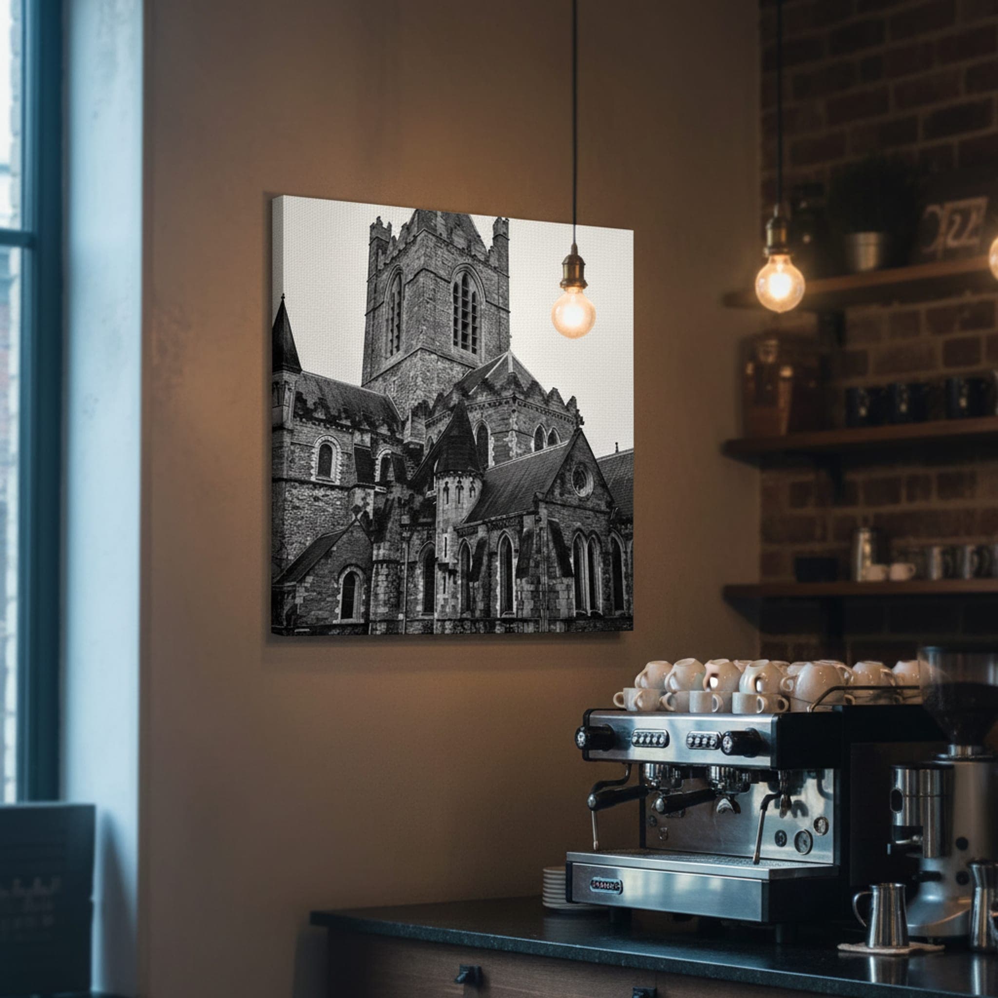 Dublin's Stone Sentinel shown as a canvas print in a styled interior, view 1 of 3