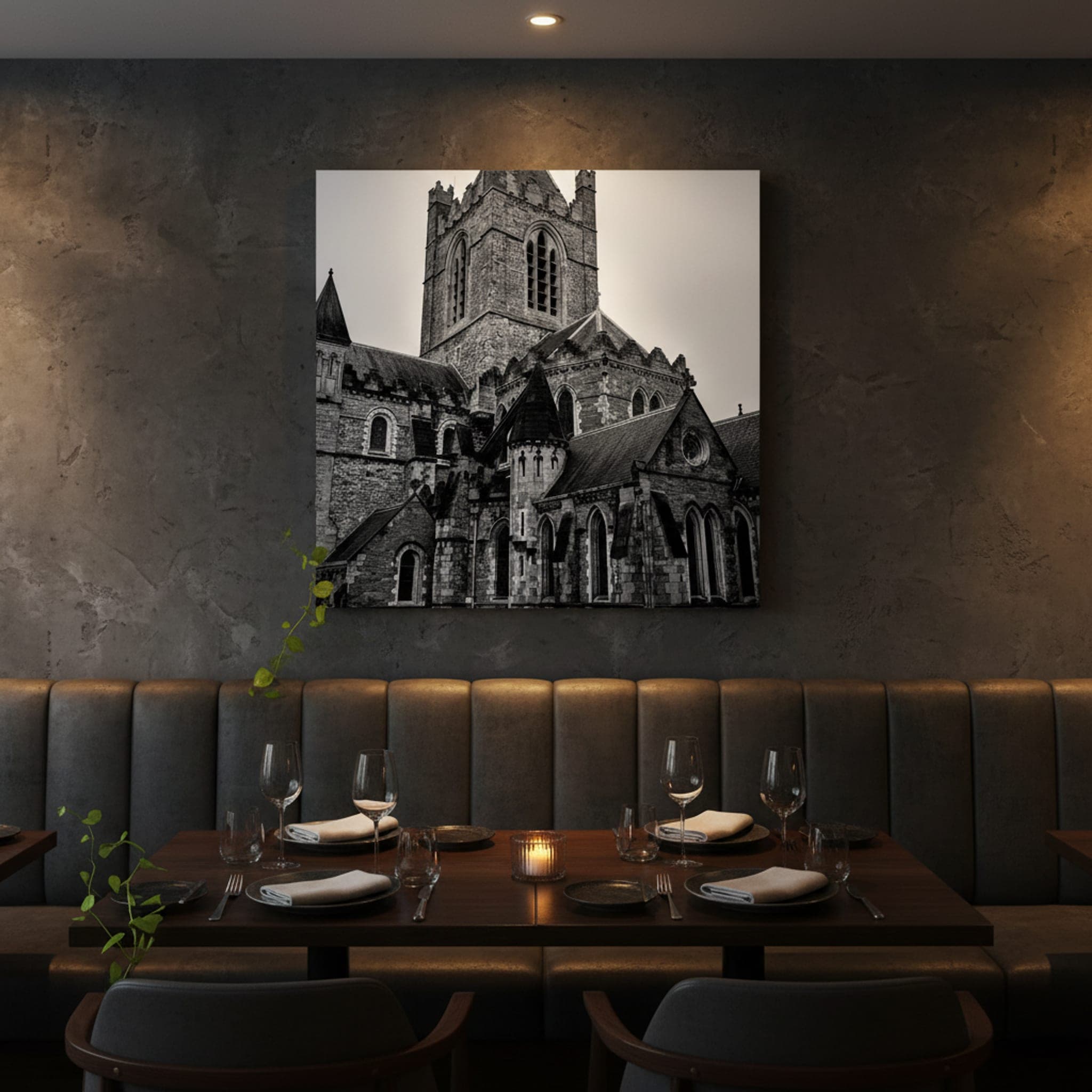 Dublin's Stone Sentinel shown as a canvas print in a styled interior, view 2 of 3