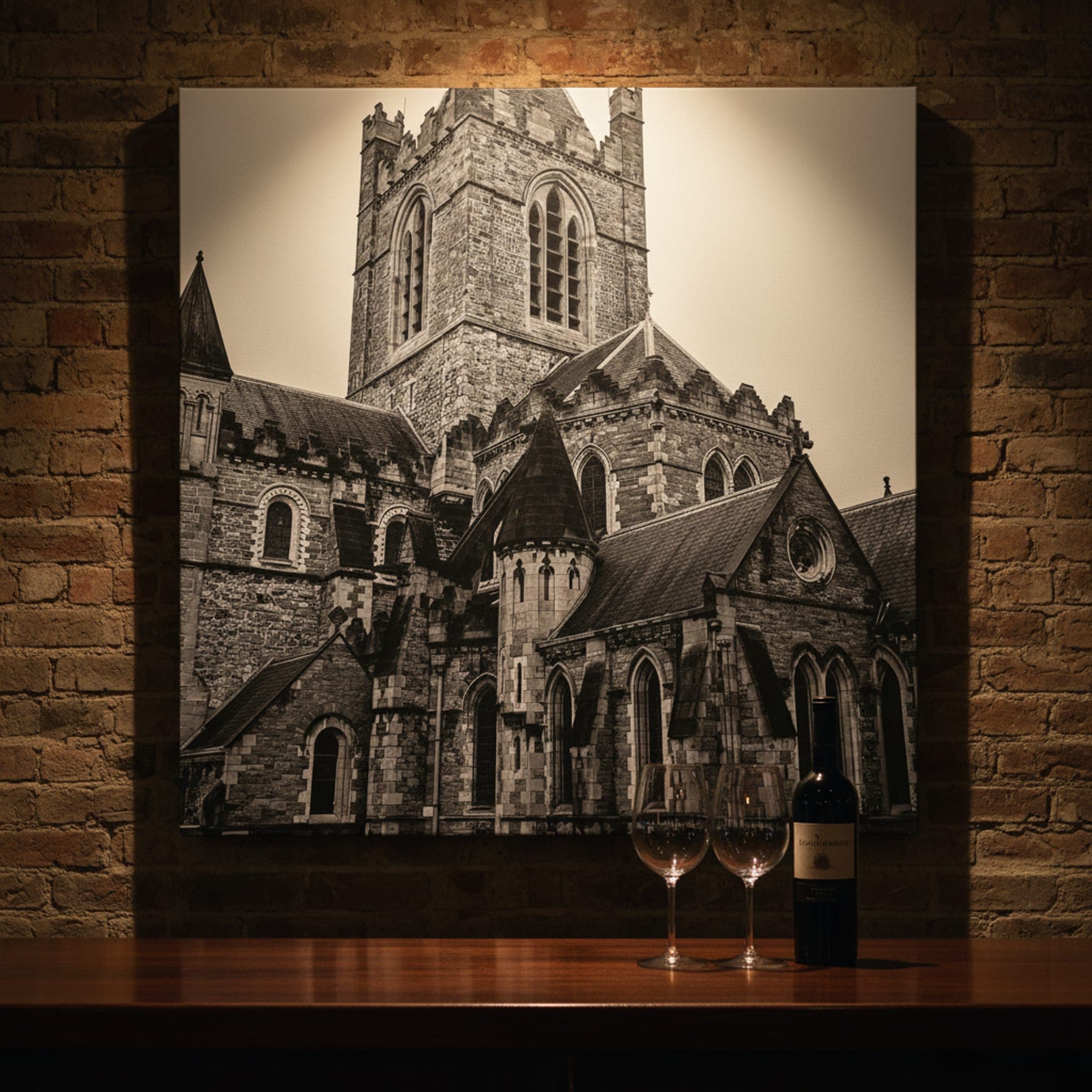 Dublin's Stone Sentinel shown as a canvas print in a styled interior, view 3 of 3