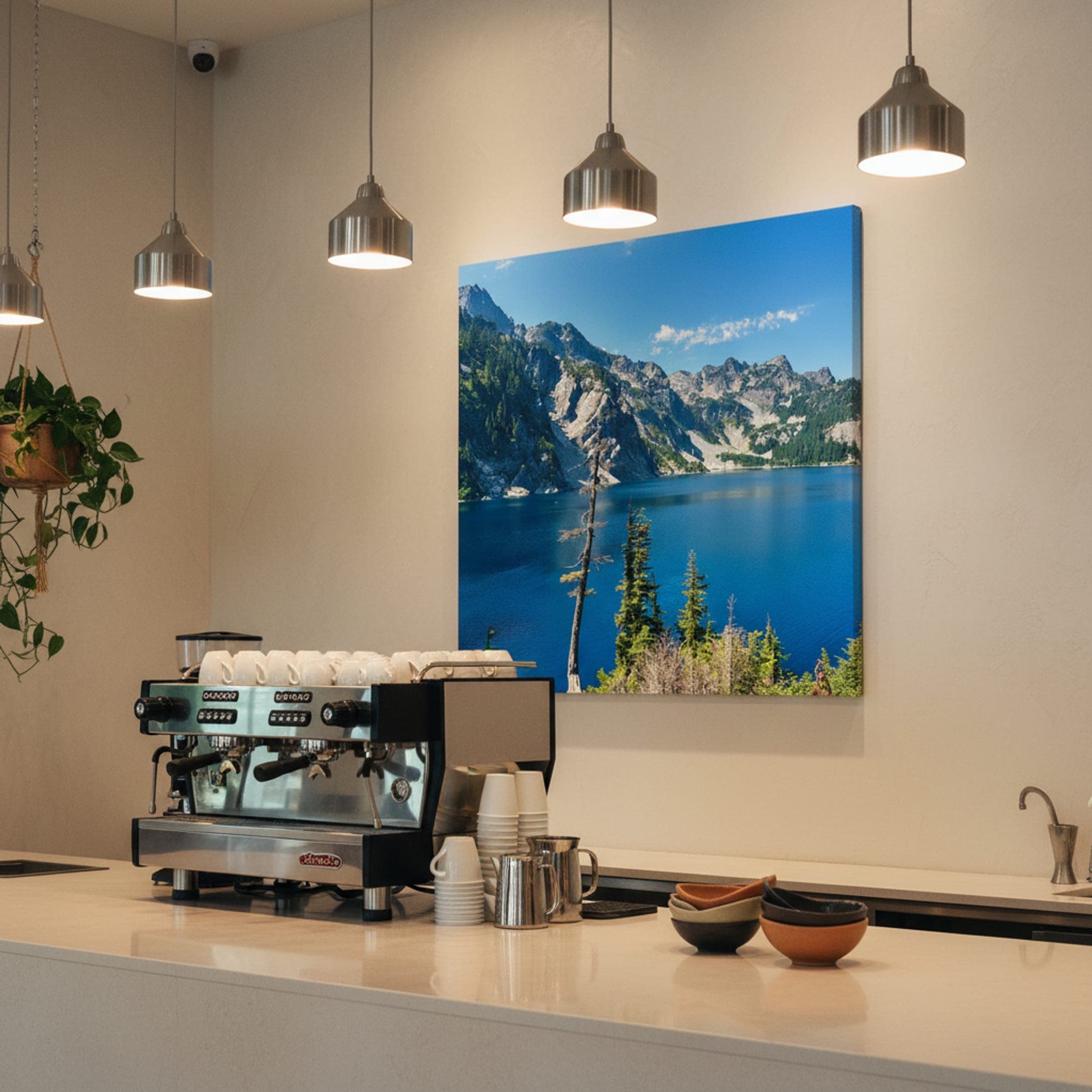 Azure Alpine Majesty shown as a canvas print in a styled interior, view 3 of 3