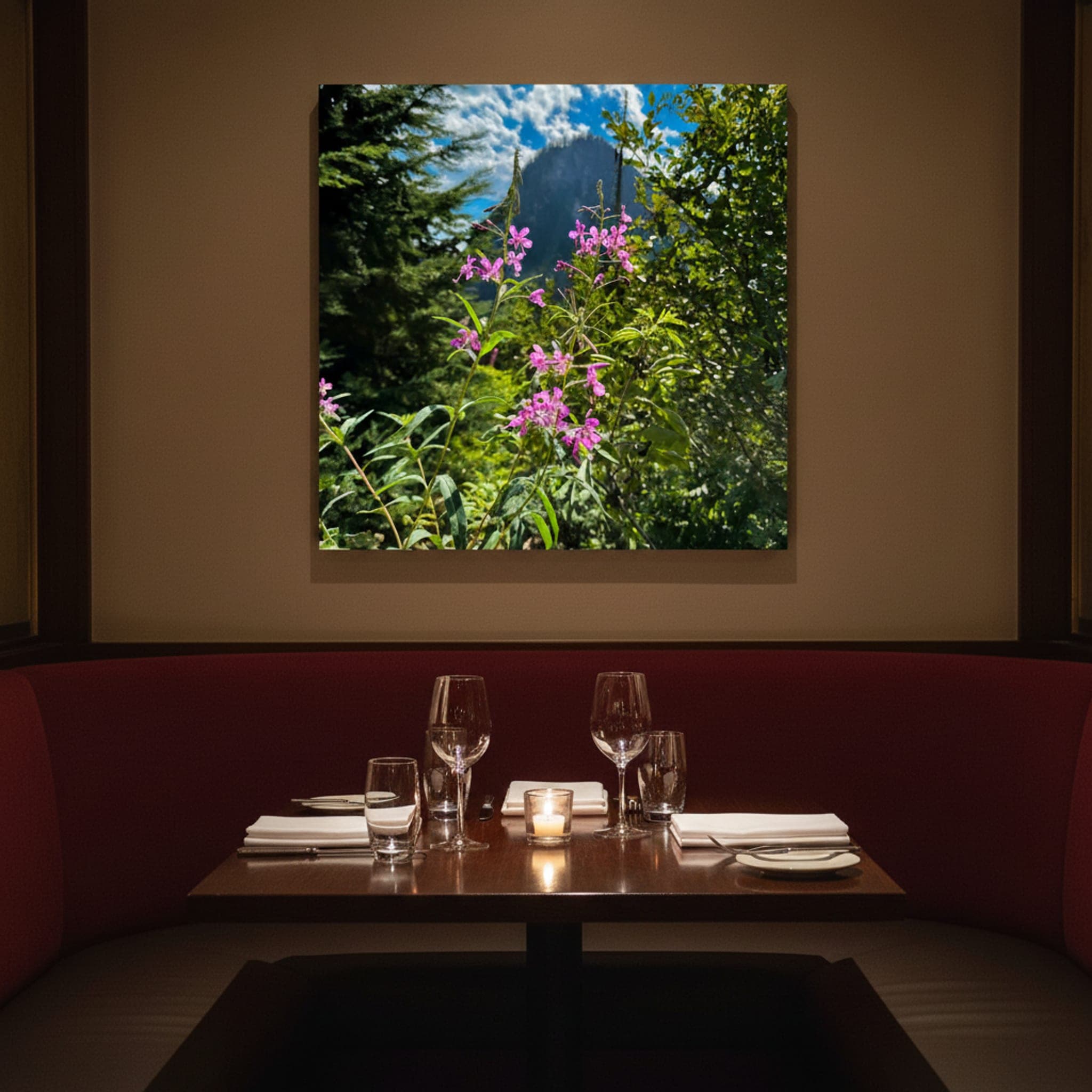 Wildflowers of Snoqualmie Pass shown as a canvas print in a styled interior, view 3 of 3