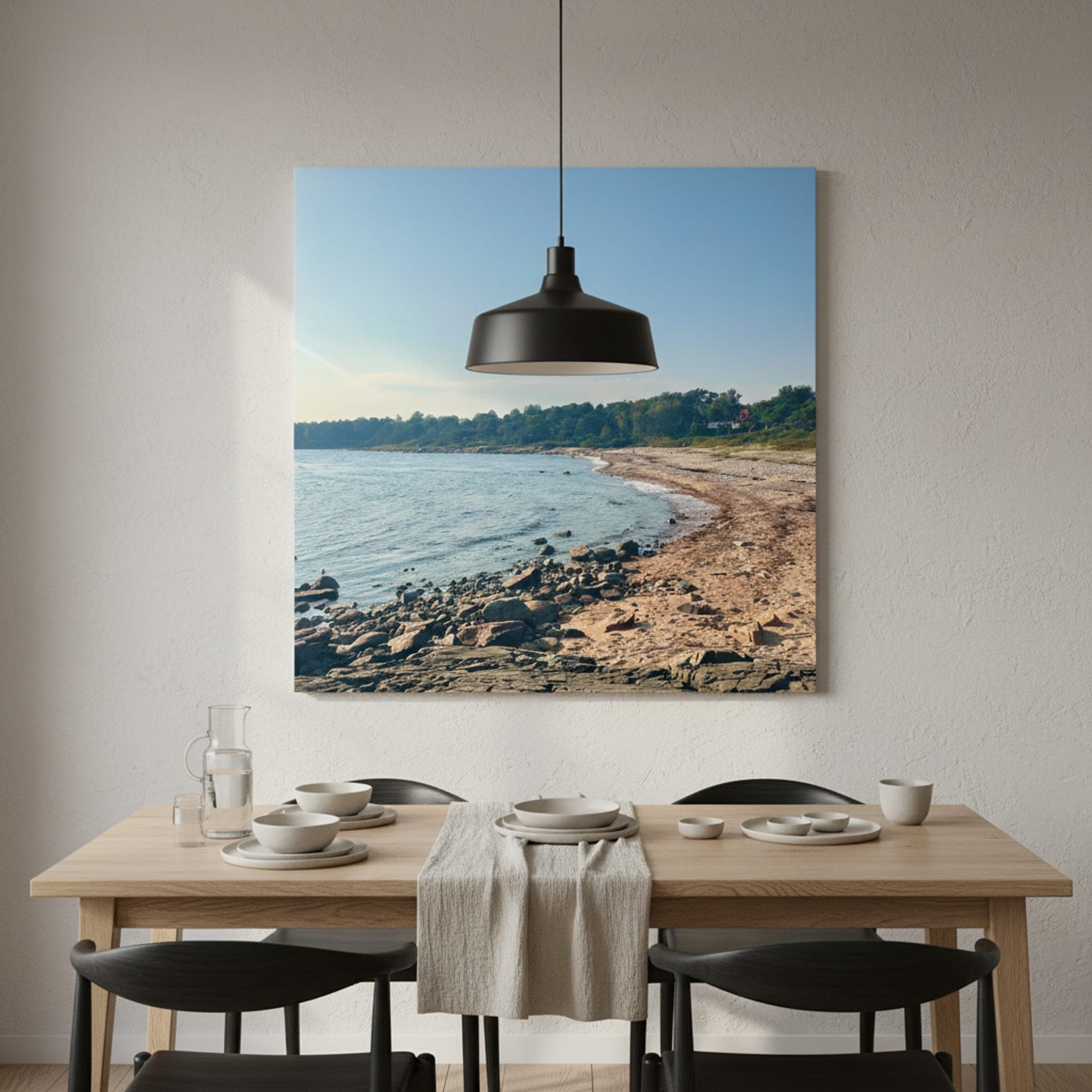 Halmstad Coastal Serenity shown as a canvas print in a styled interior, view 3 of 3